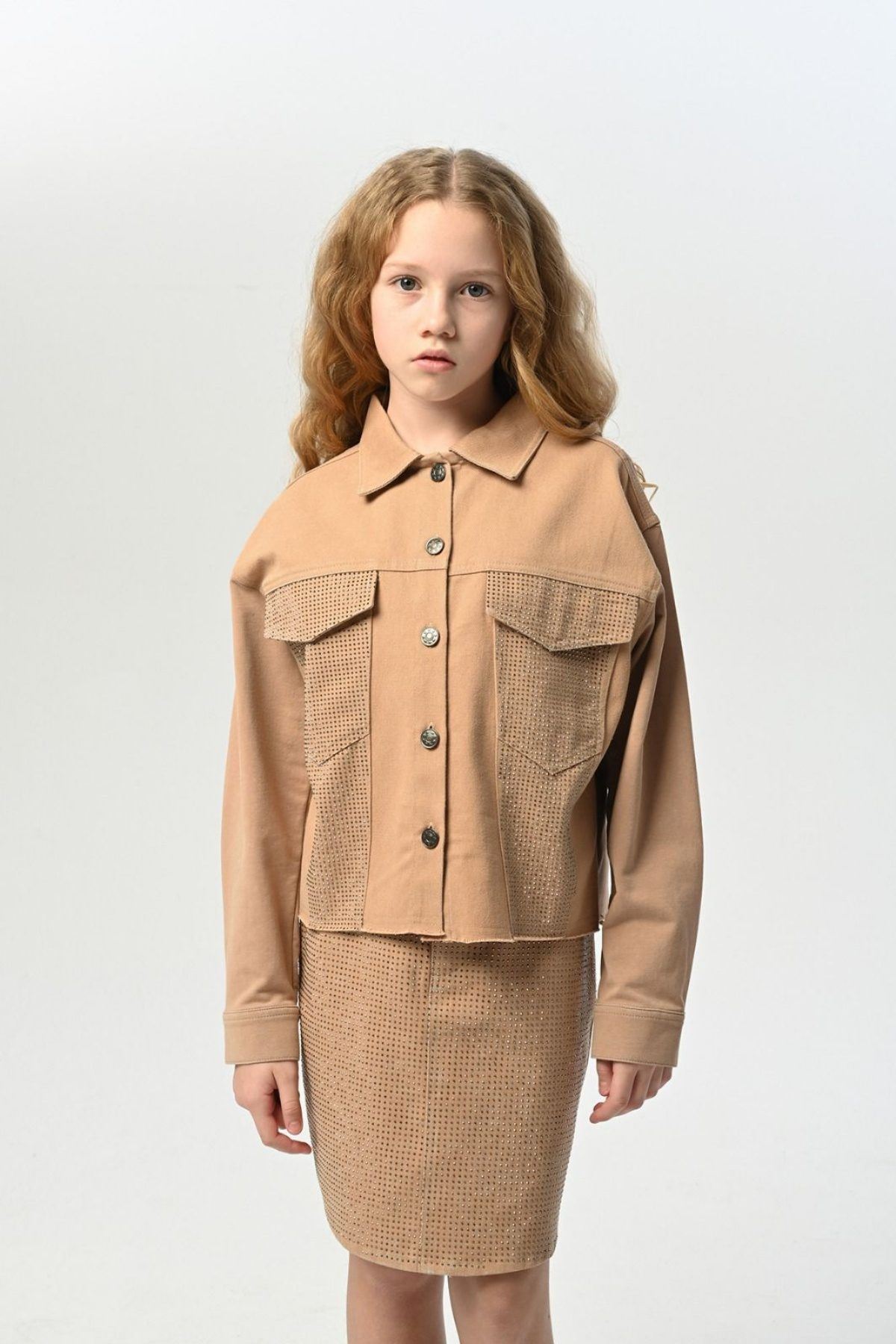 9-14 Yaş Premium Mussness Kız Çocuk Takım-Caramel