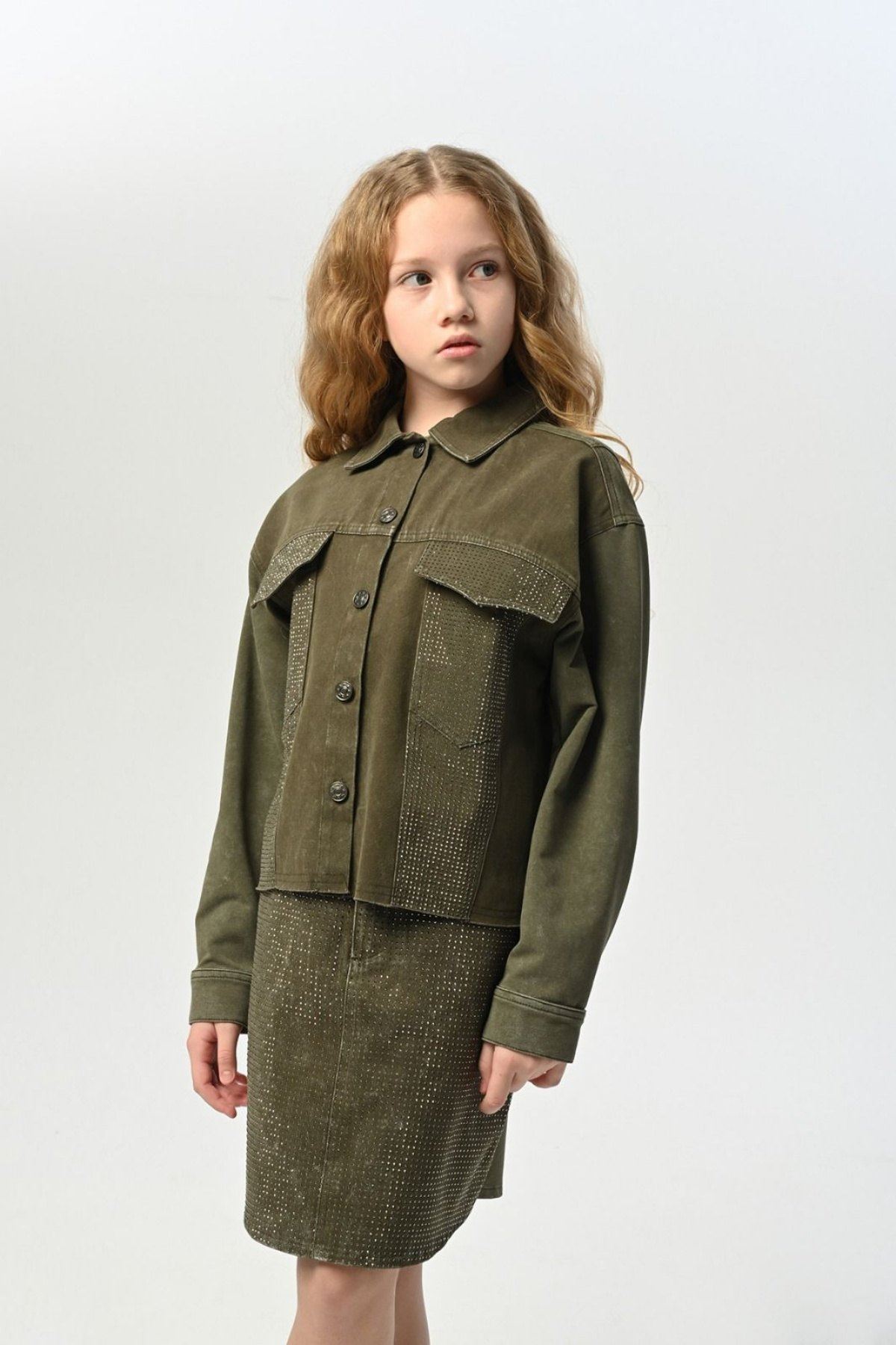 9-14 Yaş Premium Mussness Kız Çocuk Takım-Haki