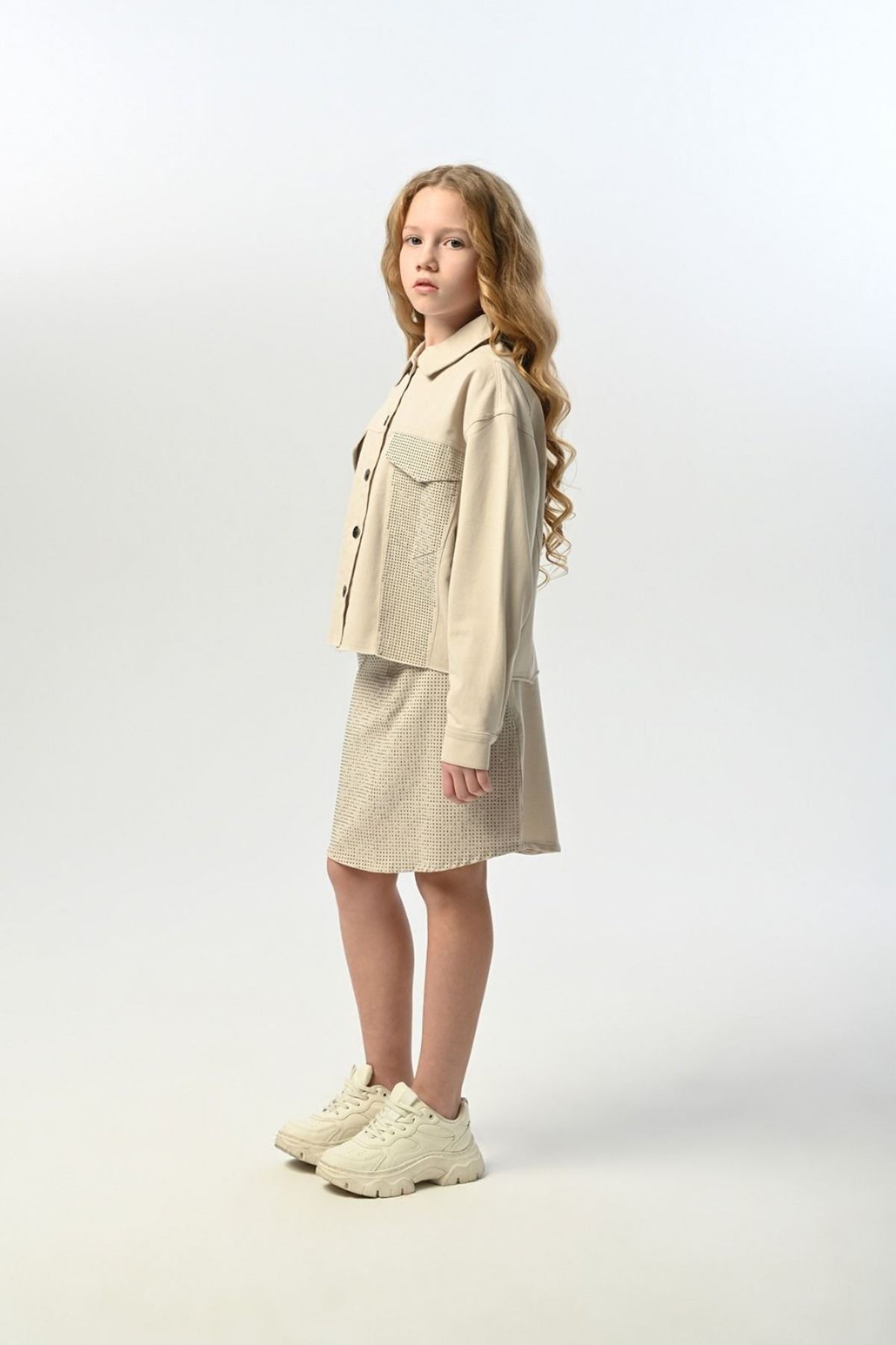 9-14 Yaş Premium Mussness Kız Çocuk Takım-Latte