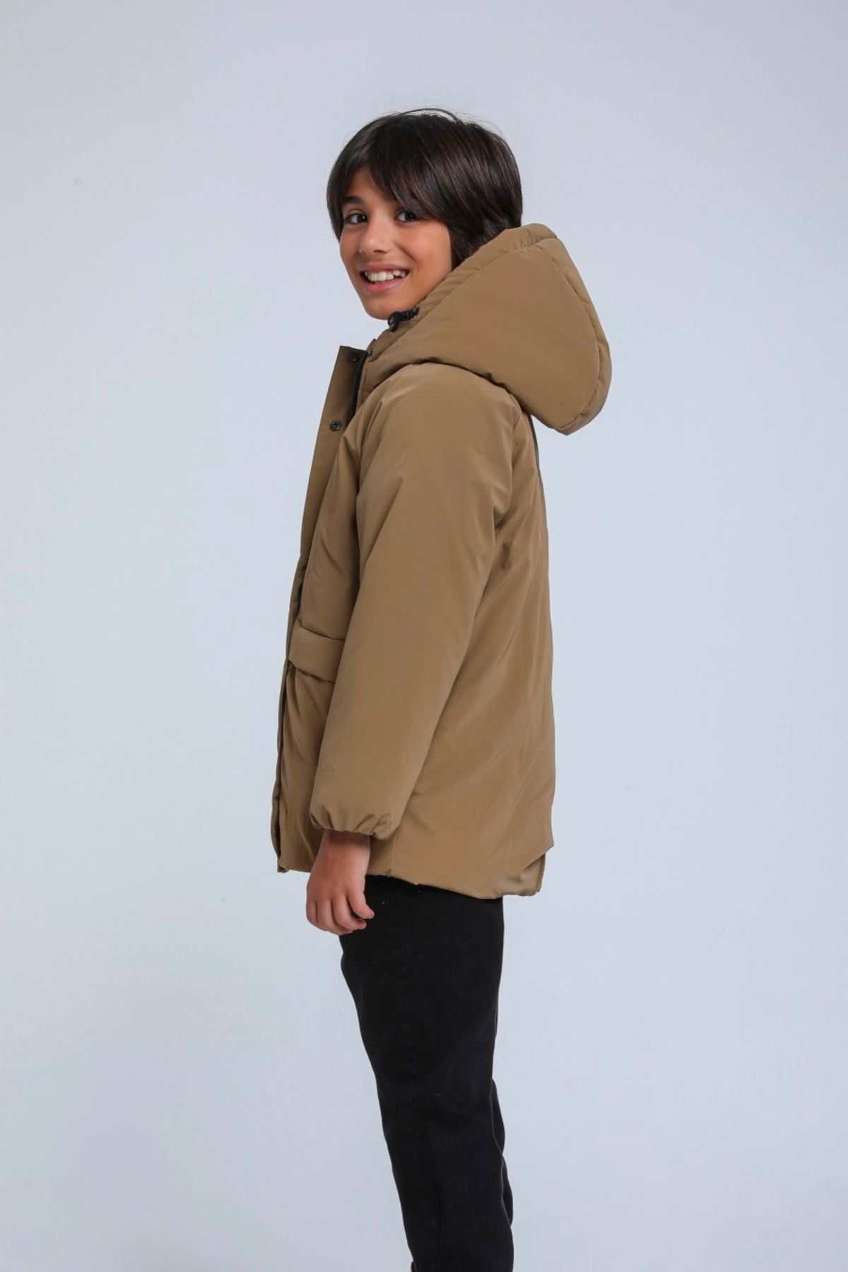 REKLAMLARDA ÖZEL FİYAT ! 8-14 Yaş Shadow Premium Core Erkek Çocuk Mont-Caramel