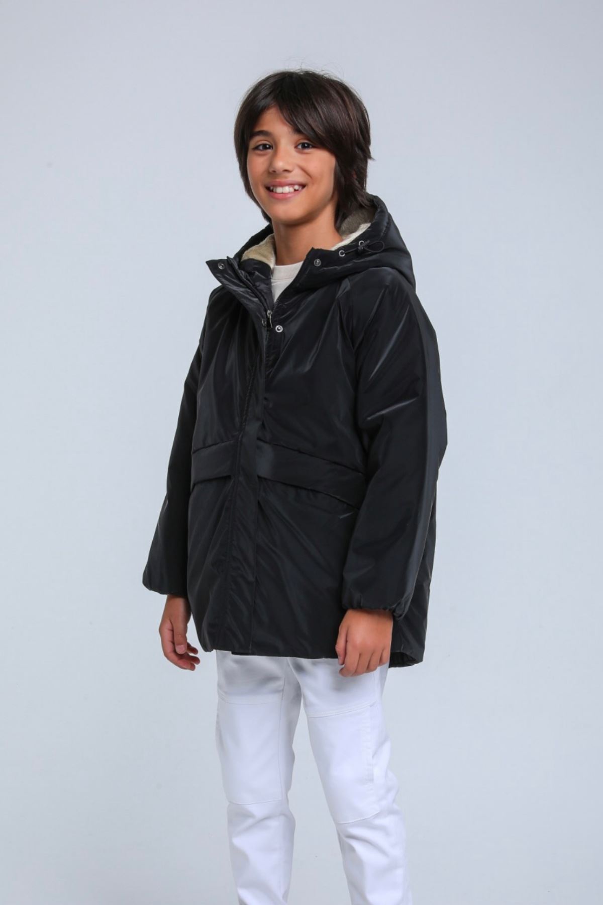 REKLAMLARDA ÖZEL FİYAT ! 8-14 Yaş Shadow Premium Core Erkek Çocuk Mont-Siyah