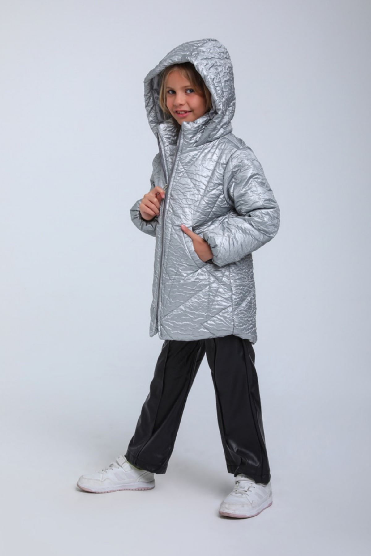 REKLAMLARDA ÖZEL FİYAT ! 8-14 Yaş Quantum Storm Kız Çocuk Mont-Gümüş