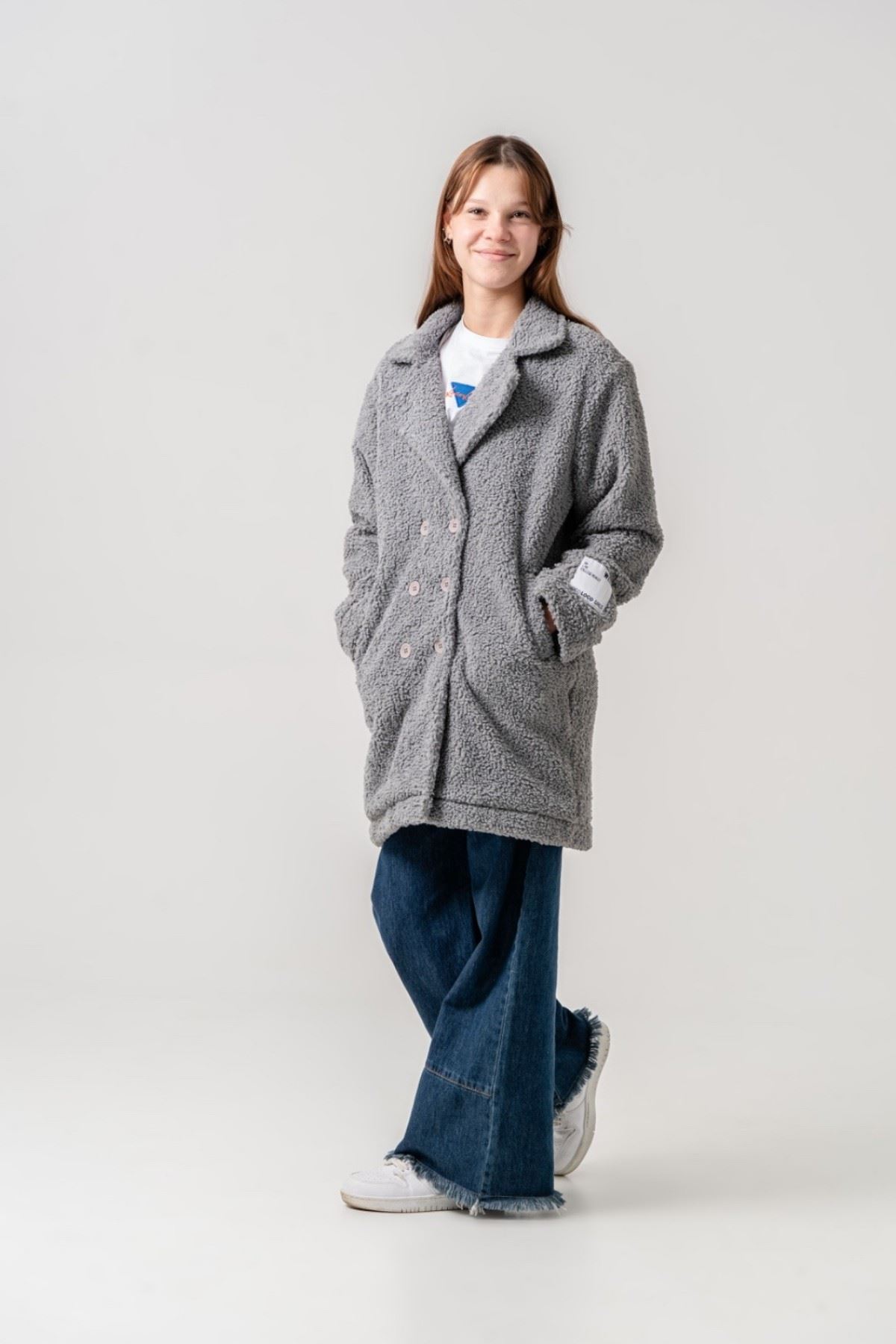 8-15 Yaş Lovobery Monaco Kız Çocuk Kaban -Uzay Grisi