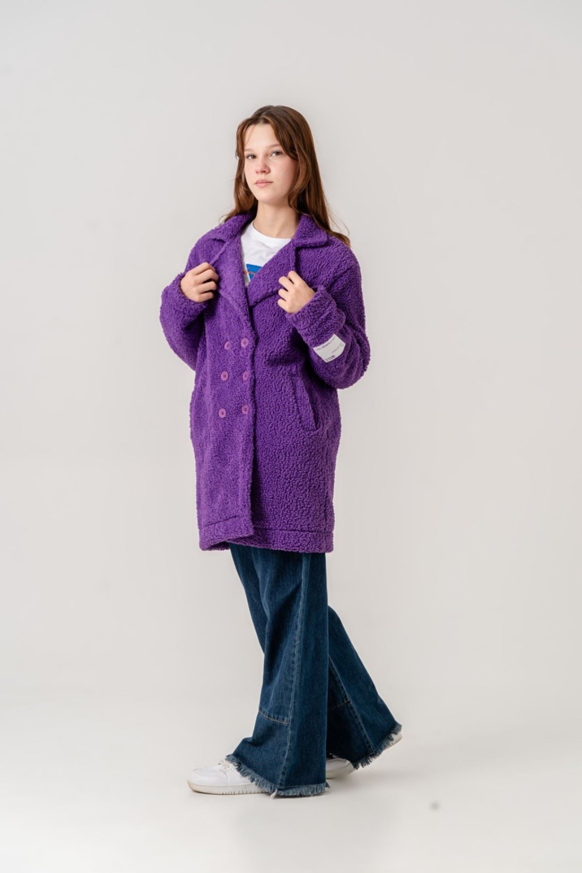 8-15 Yaş Lovobery Monaco Kız Çocuk Kaban -Mor-