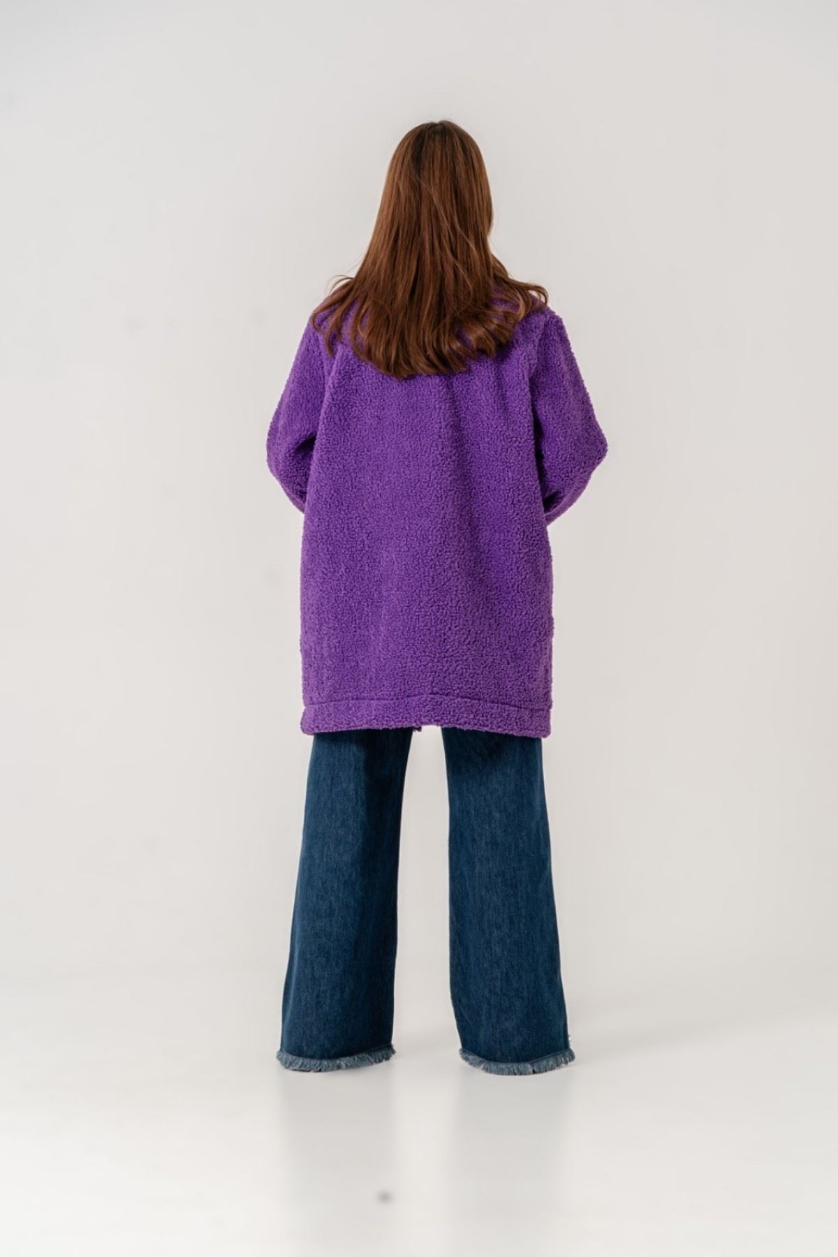 8-15 Yaş Lovobery Monaco Kız Çocuk Kaban -Mor-