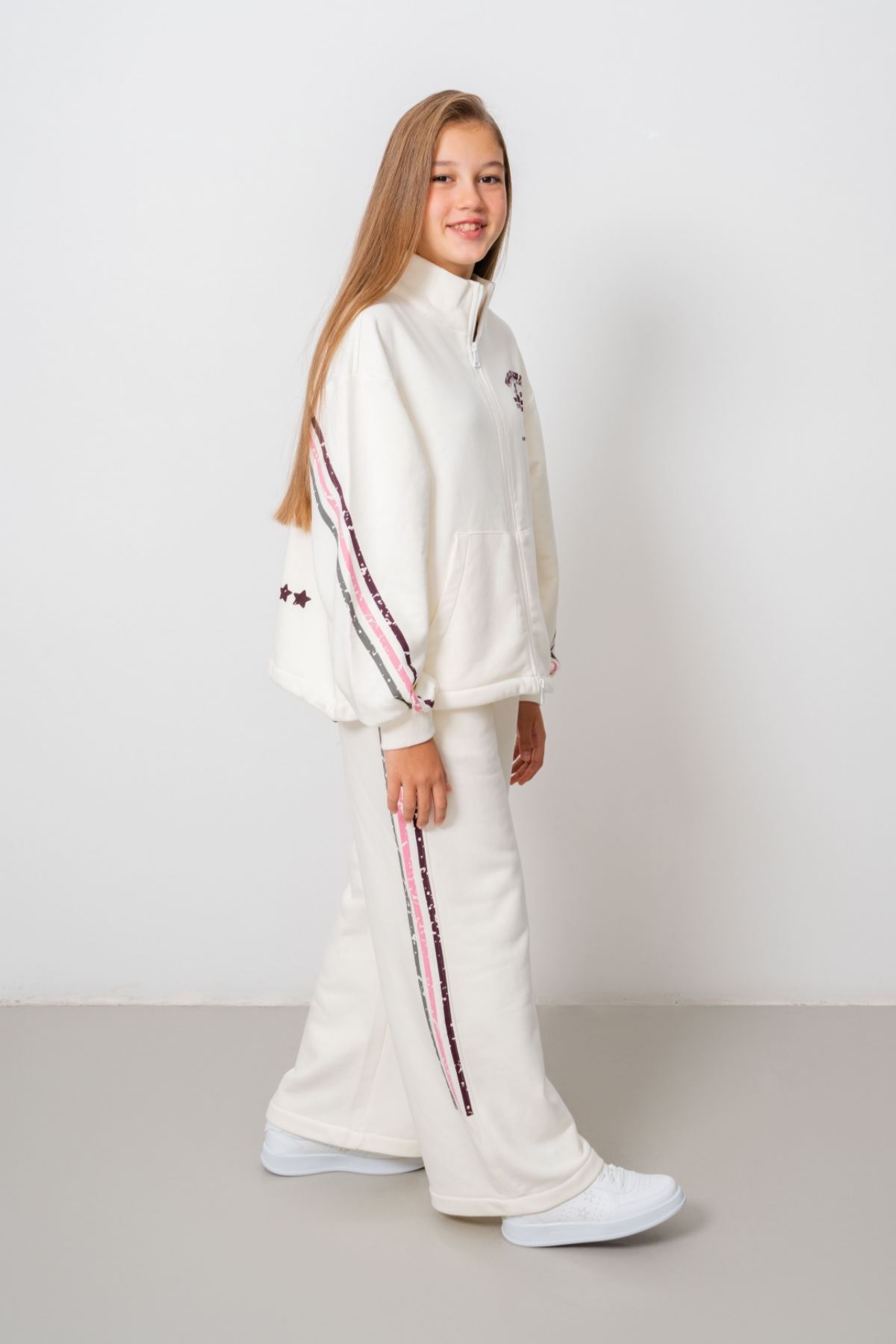 9-15 Yaş Design Limitless Line Kız Çocuk Takım-Ekru