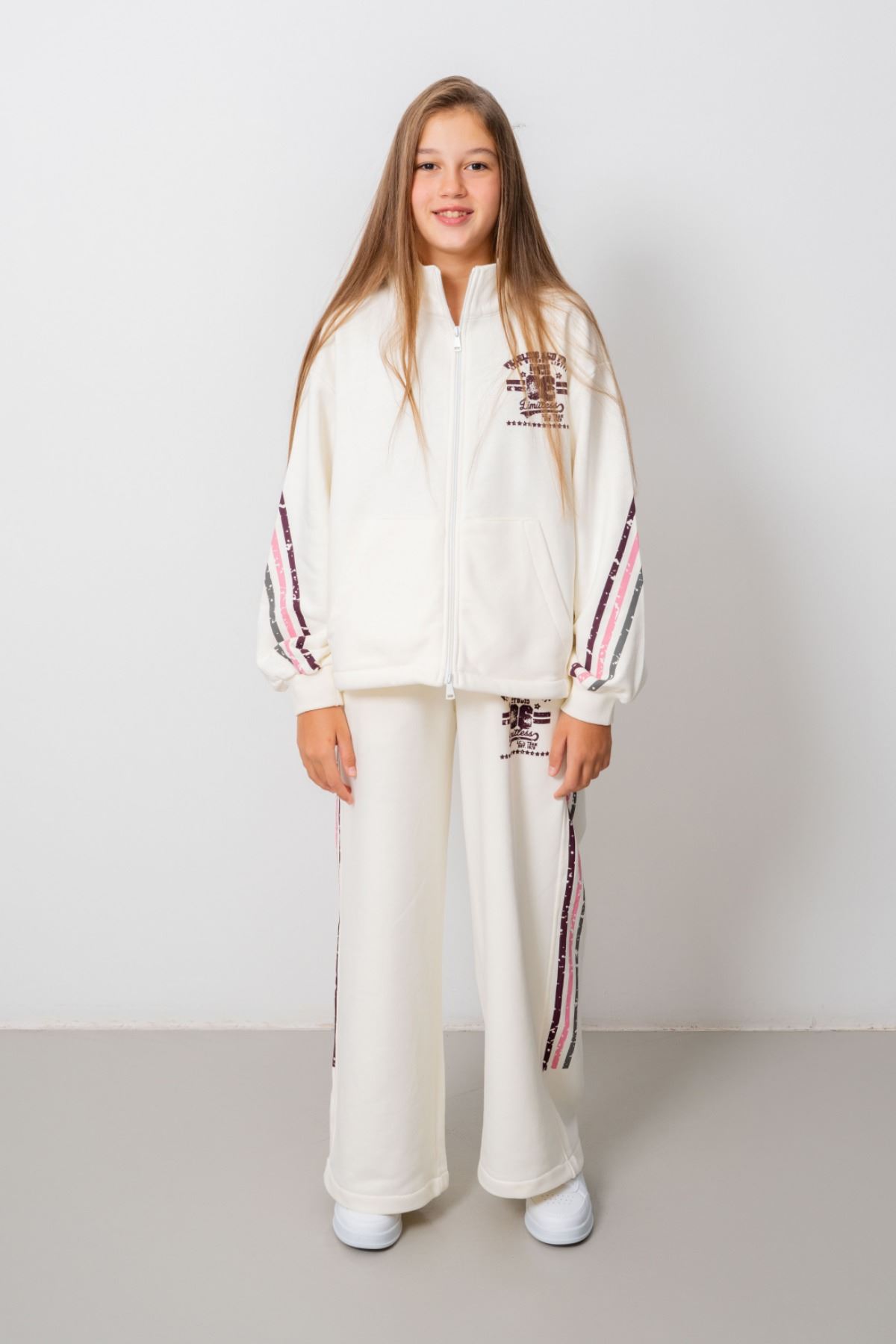 9-15 Yaş Design Limitless Line Kız Çocuk Takım-Ekru