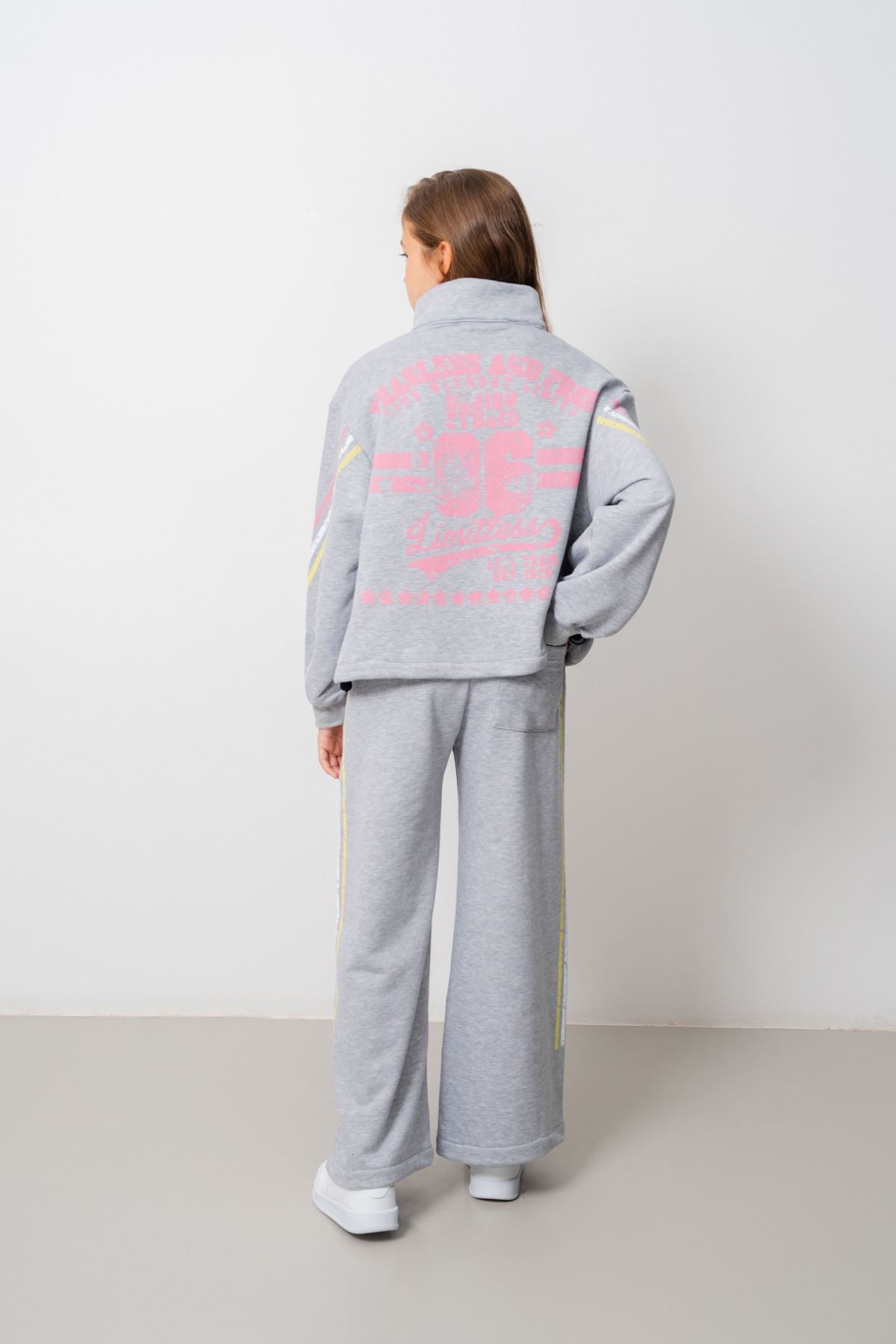9-15 Yaş Design Limitless Line Kız Çocuk Takım-Gri