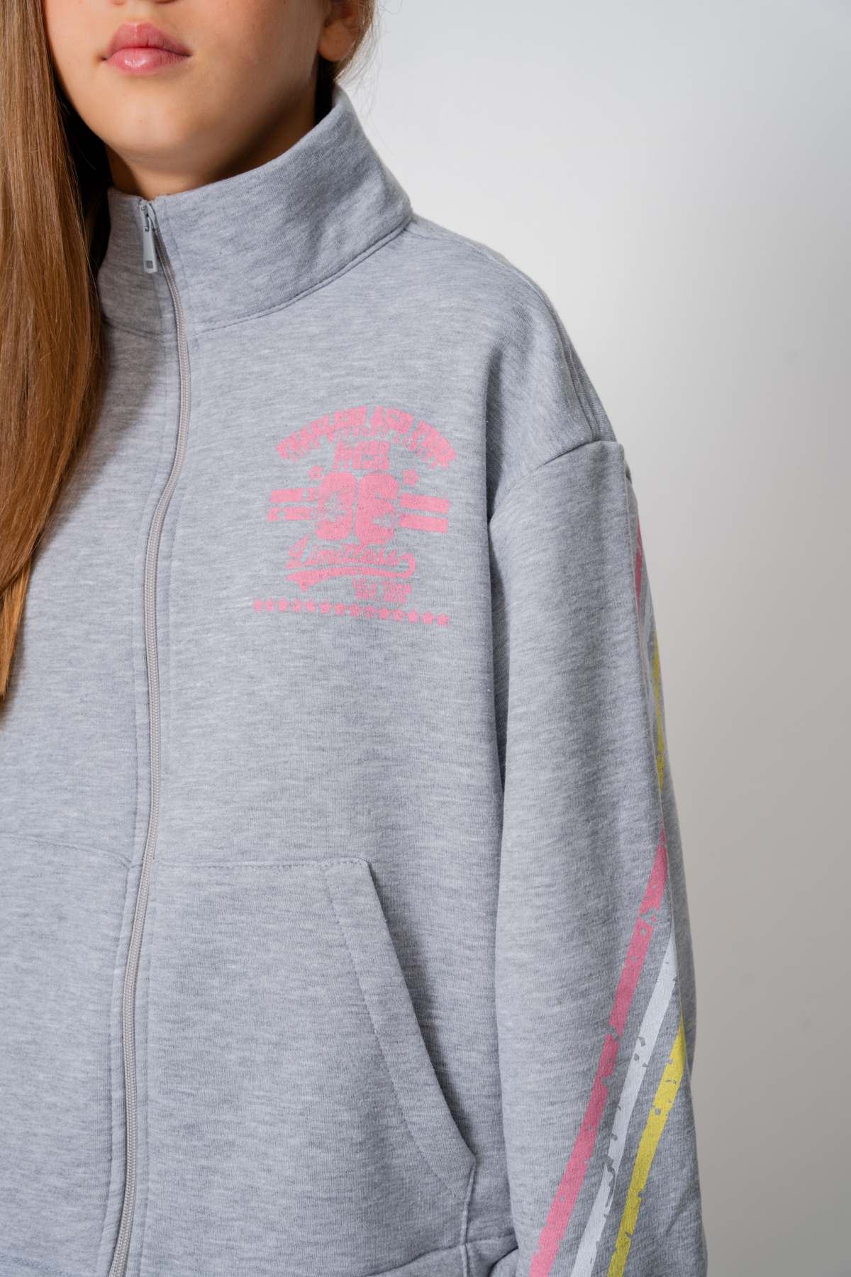 9-15 Yaş Design Limitless Line Kız Çocuk Takım-Gri