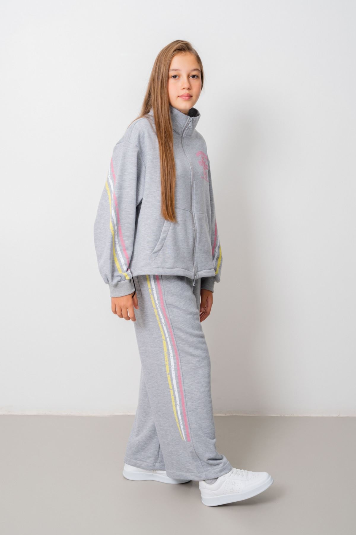 9-15 Yaş Design Limitless Line Kız Çocuk Takım-Gri