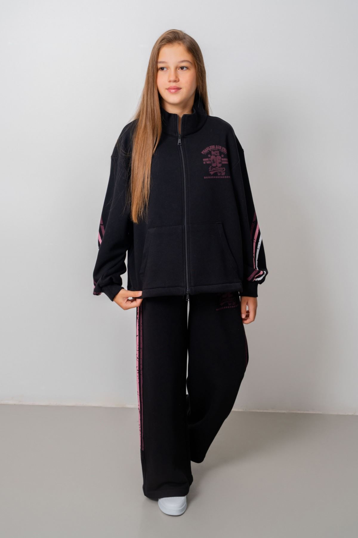 9-15 Yaş Design Limitless Line Kız Çocuk Takım-Siyah