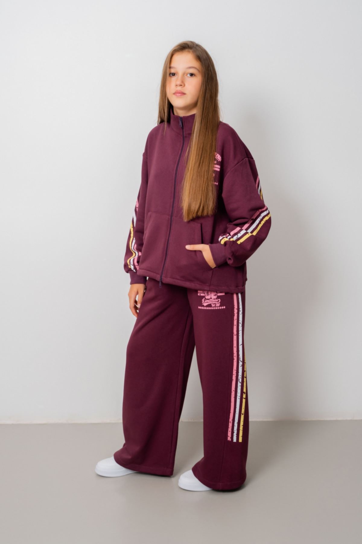 9-15 Yaş Design Limitless Line Kız Çocuk Takım-Mor