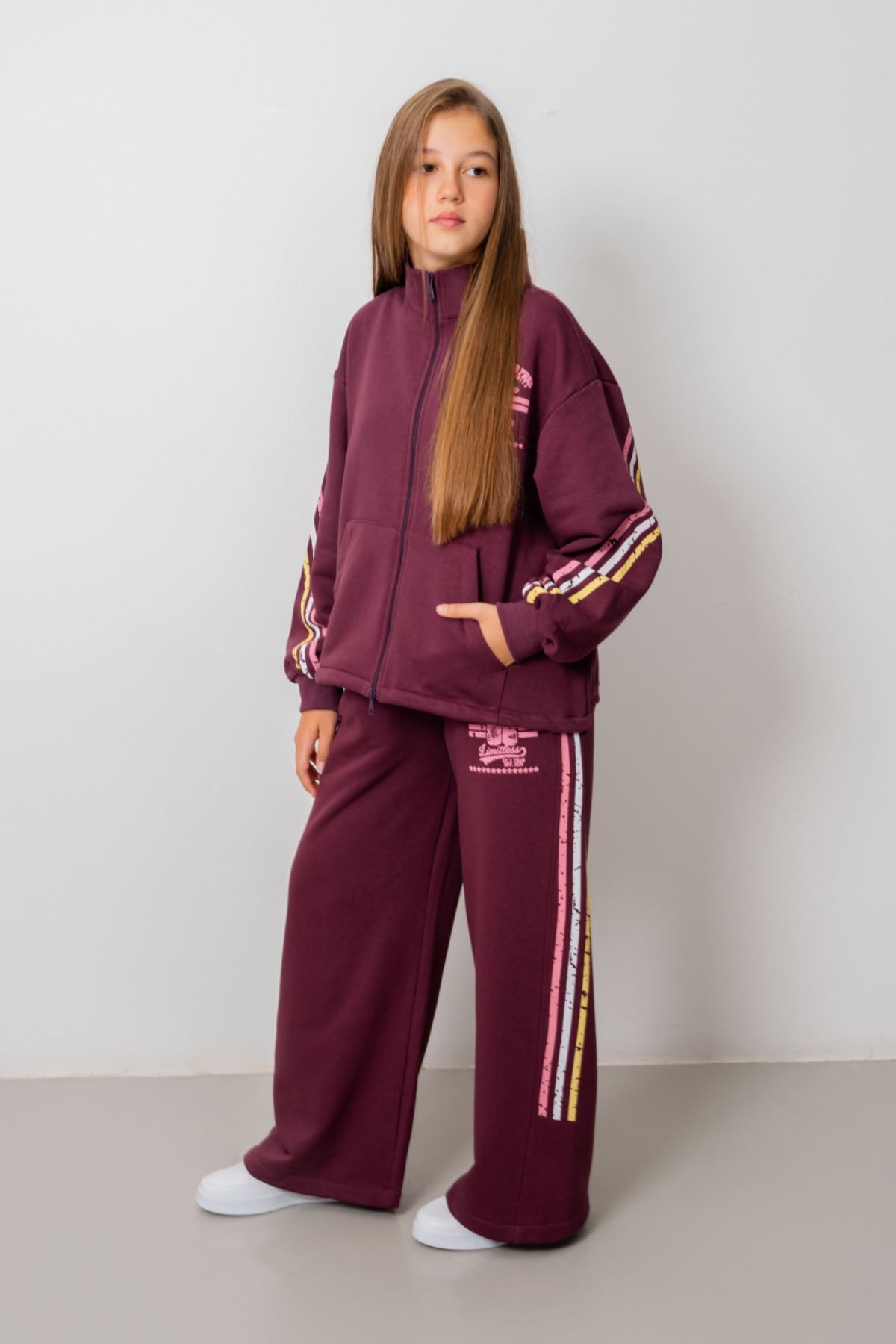 9-15 Yaş Design Limitless Line Kız Çocuk Takım-Mor
