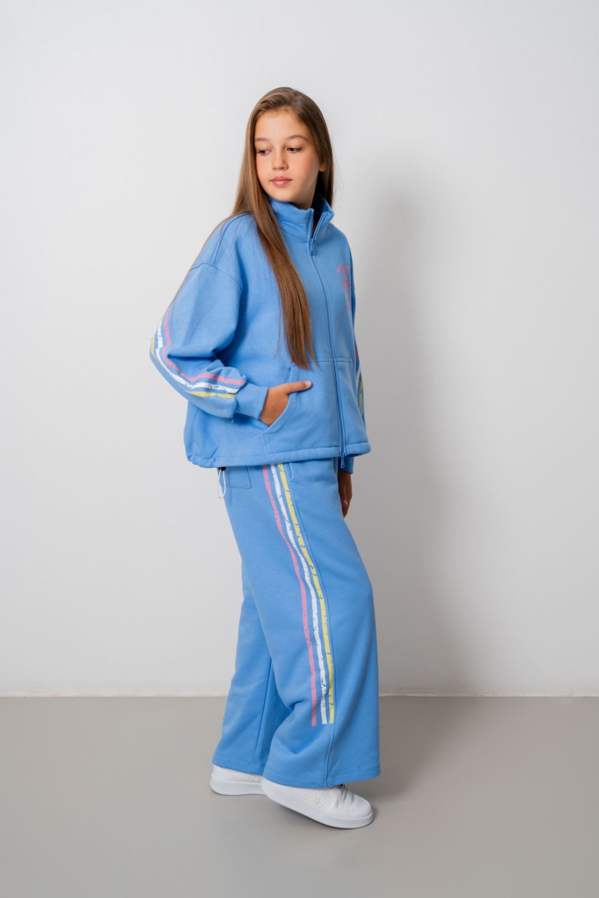 9-15 Yaş Design Limitless Line Kız Çocuk Takım-Mavi