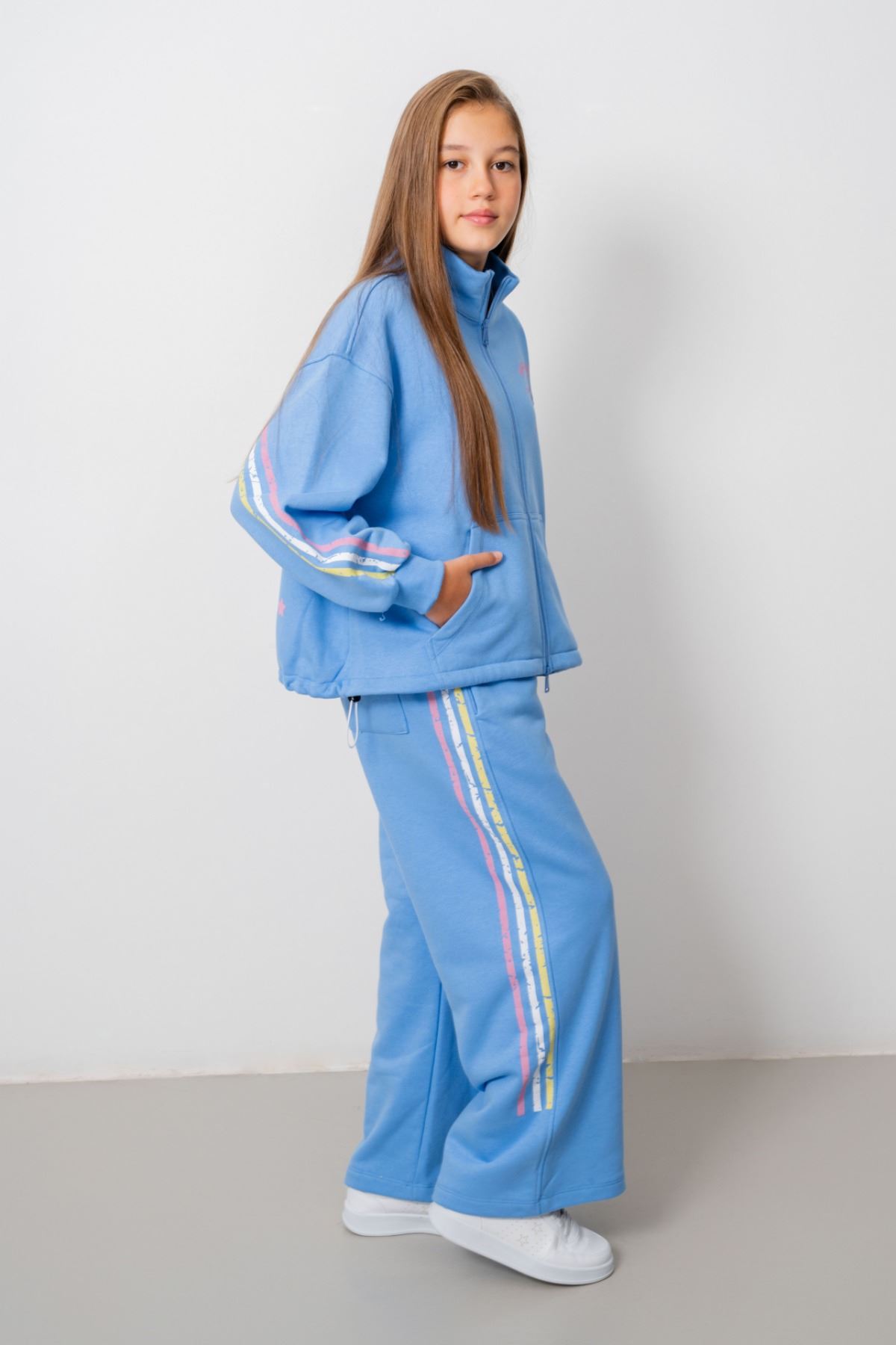 9-15 Yaş Design Limitless Line Kız Çocuk Takım-Mavi