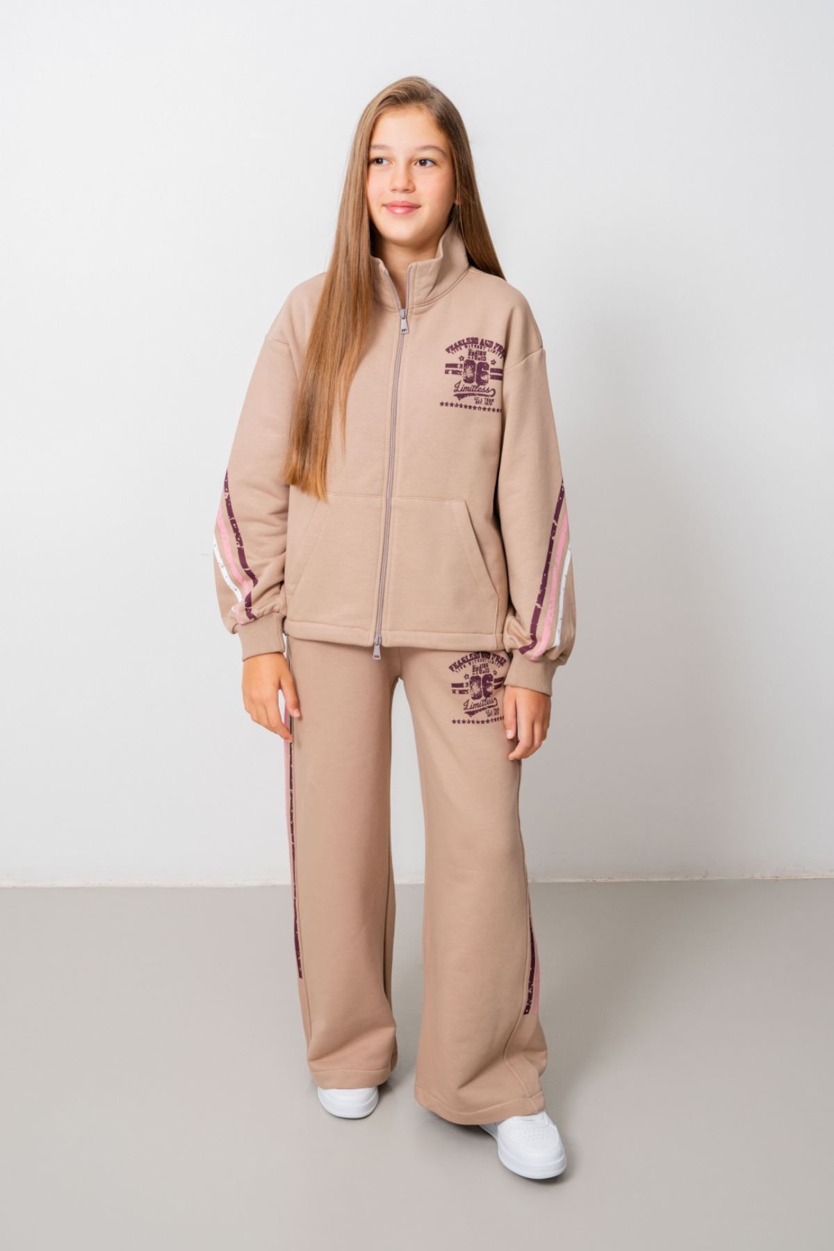 9-15 Yaş Design Limitless Line Kız Çocuk Takım-Latte