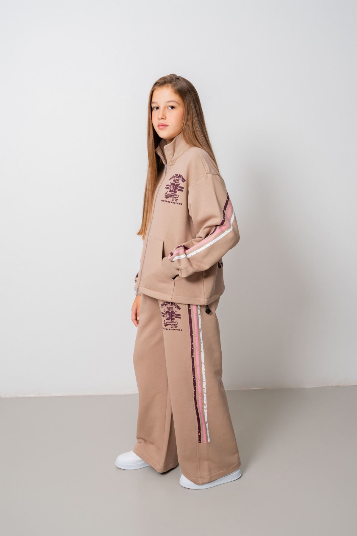 9-15 Yaş Design Limitless Line Kız Çocuk Takım-Latte