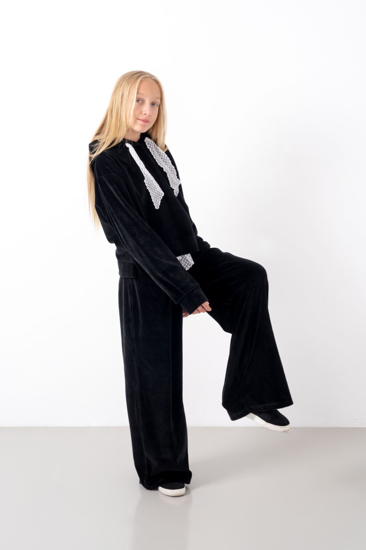 9-15 Yaş Milano Mussness Velvet Kız Çocuk Takım-Siyah