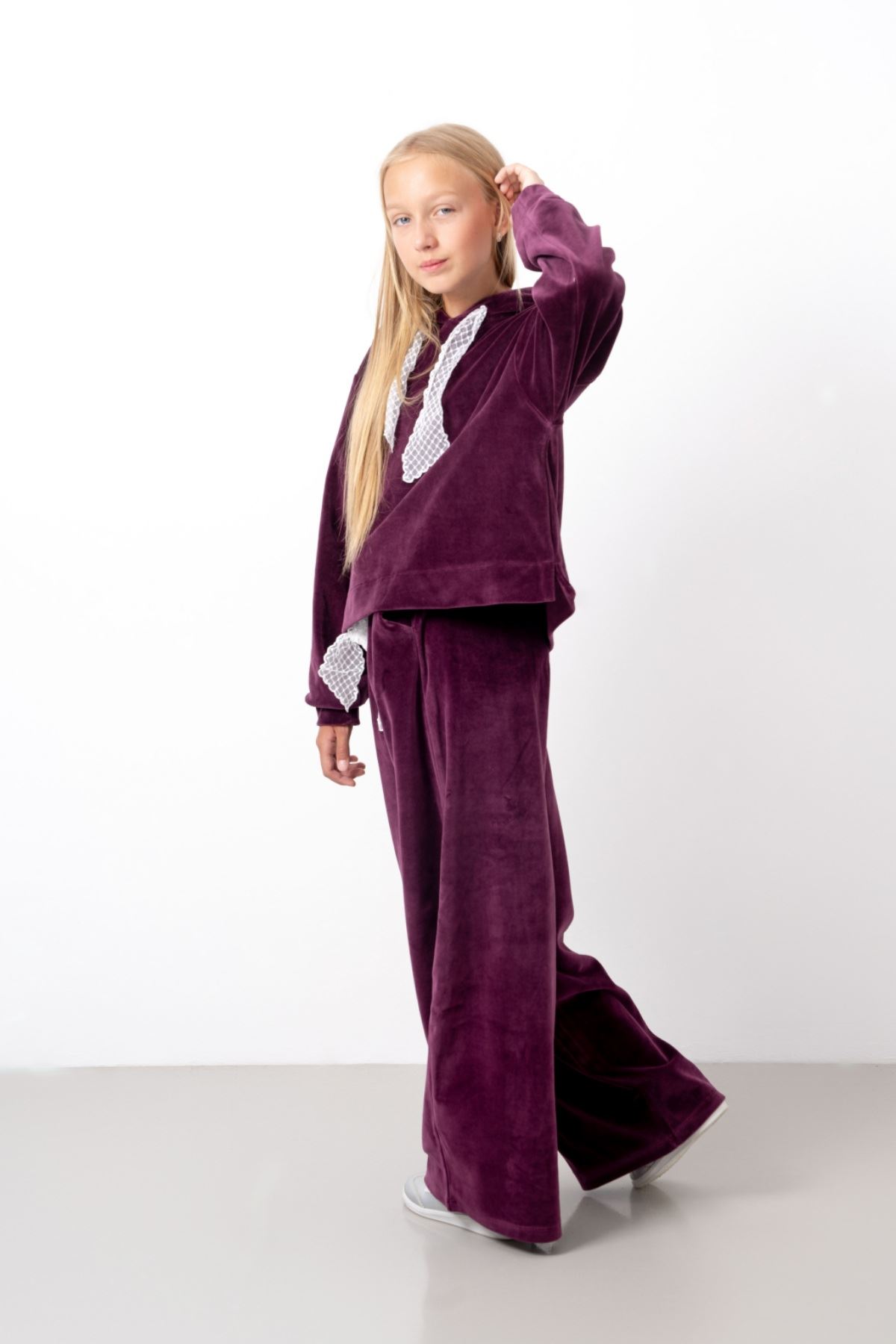 9-15 Yaş Milano Mussness Velvet Kız Çocuk Takım-Vişne