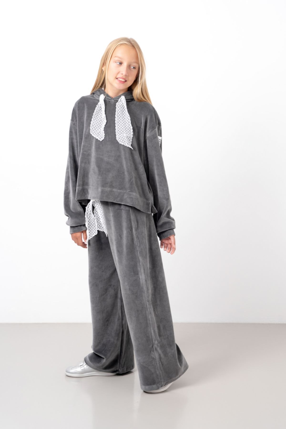 9-15 Yaş Milano Mussness Velvet Kız Çocuk Takım-Antrasit