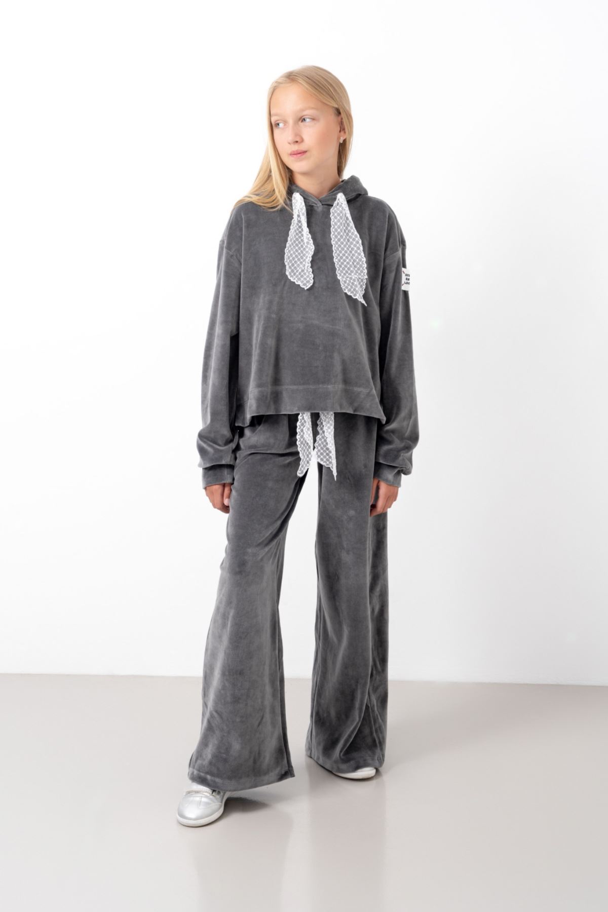 9-15 Yaş Milano Mussness Velvet Kız Çocuk Takım-Antrasit