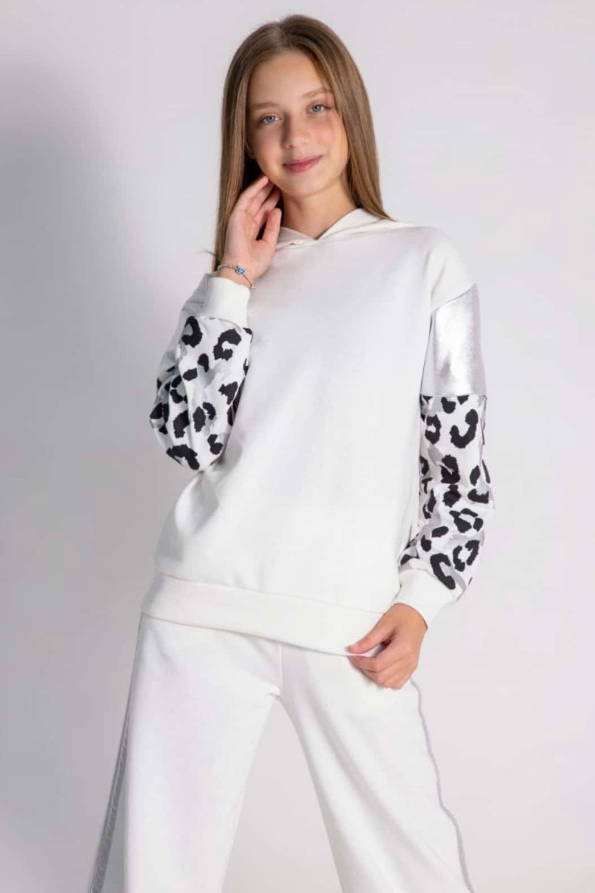 9-14 Yaş New Cool Designn Kız Çocuk Takım-Ekru