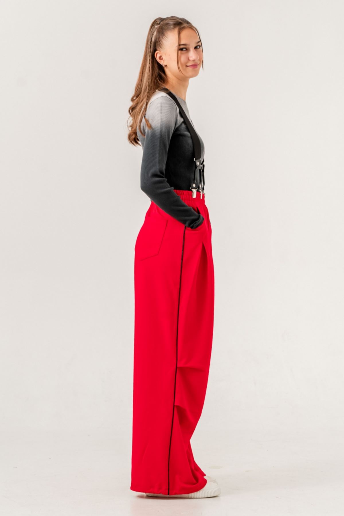 9-15 Yaş Butterfly Love Kız Çocuk 3'Lü Takım -Antrasit/Kırmızı