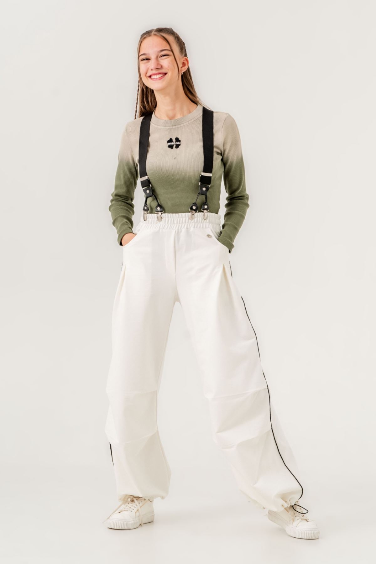 9-15 Yaş Butterfly Love Kız Çocuk Takım -Haki/Ekru