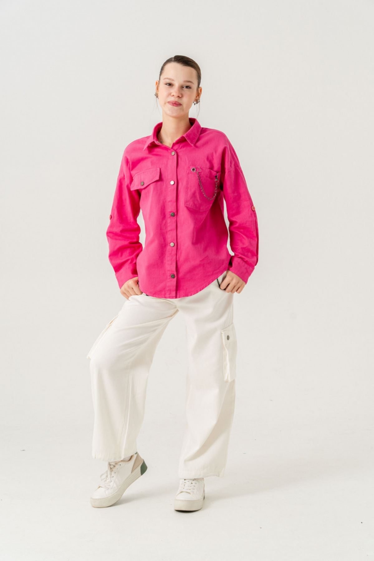 9-15 Yaş Parislora Kız Çocuk 3'Lü Takım-Fuşya