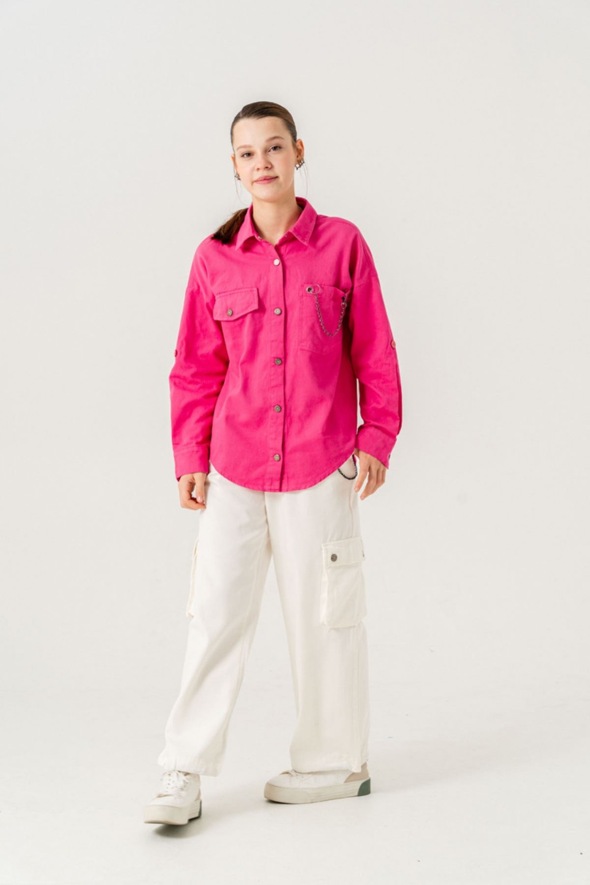 9-15 Yaş Parislora Kız Çocuk 3'Lü Takım-Fuşya