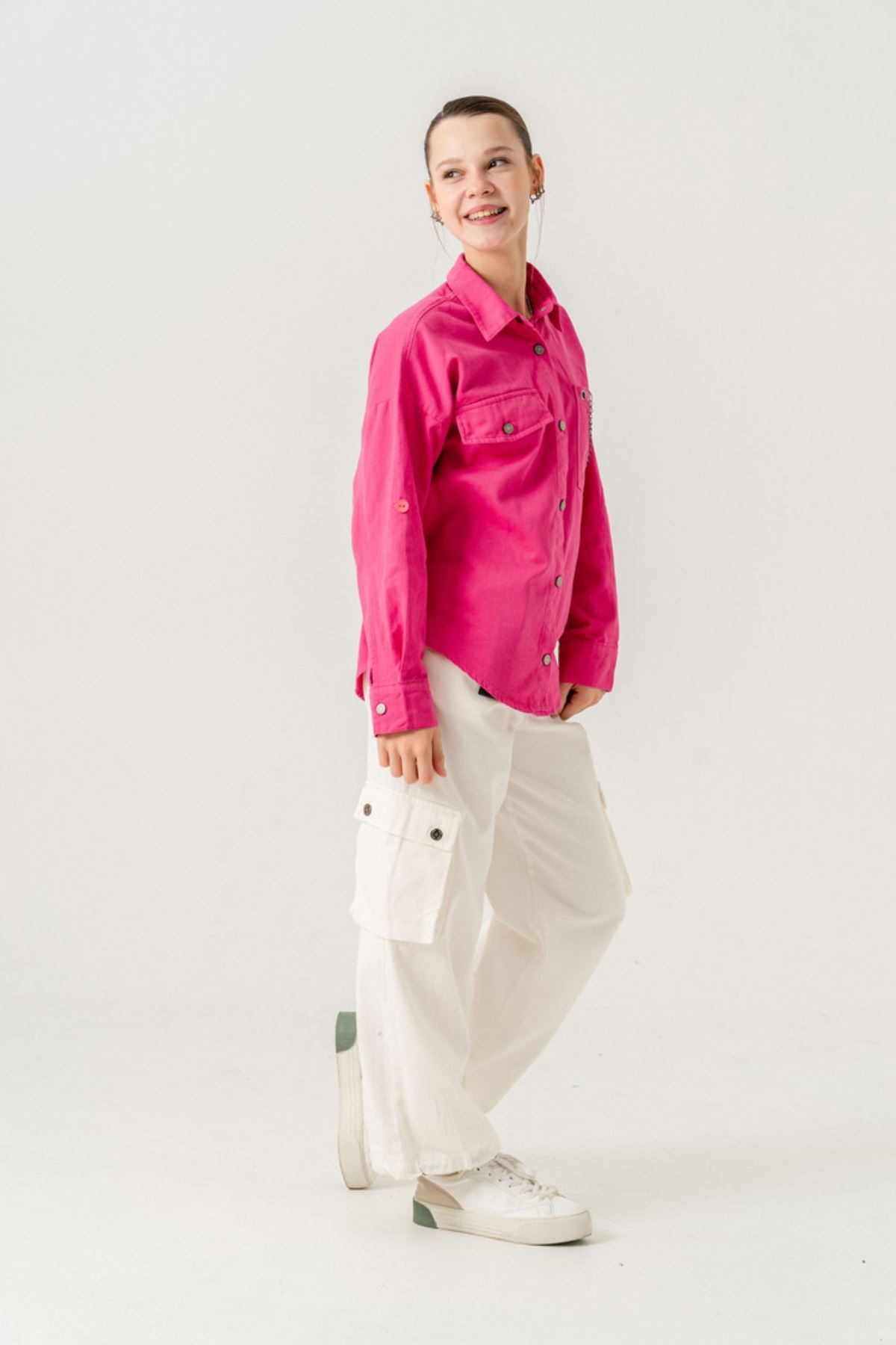 9-15 Yaş Parislora Kız Çocuk 3'Lü Takım-Fuşya