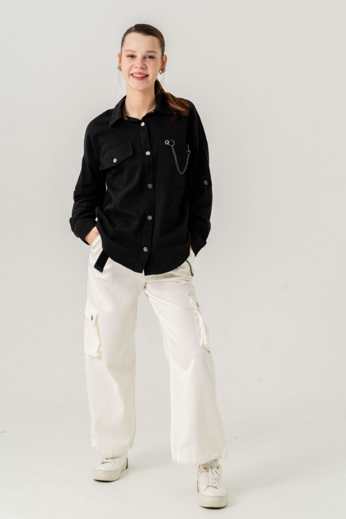 9-15 Yaş Parislora Kız Çocuk 3'Lü Takım-Siyah