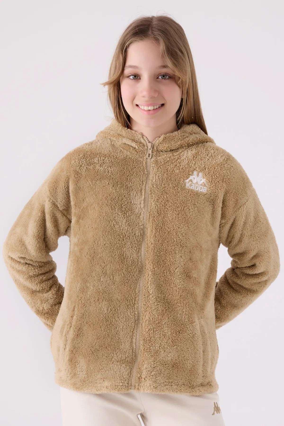 5-16 Yaş Lisanslı KAPPA Kız Çocuk Welsoft Hırka Ceket-Latte