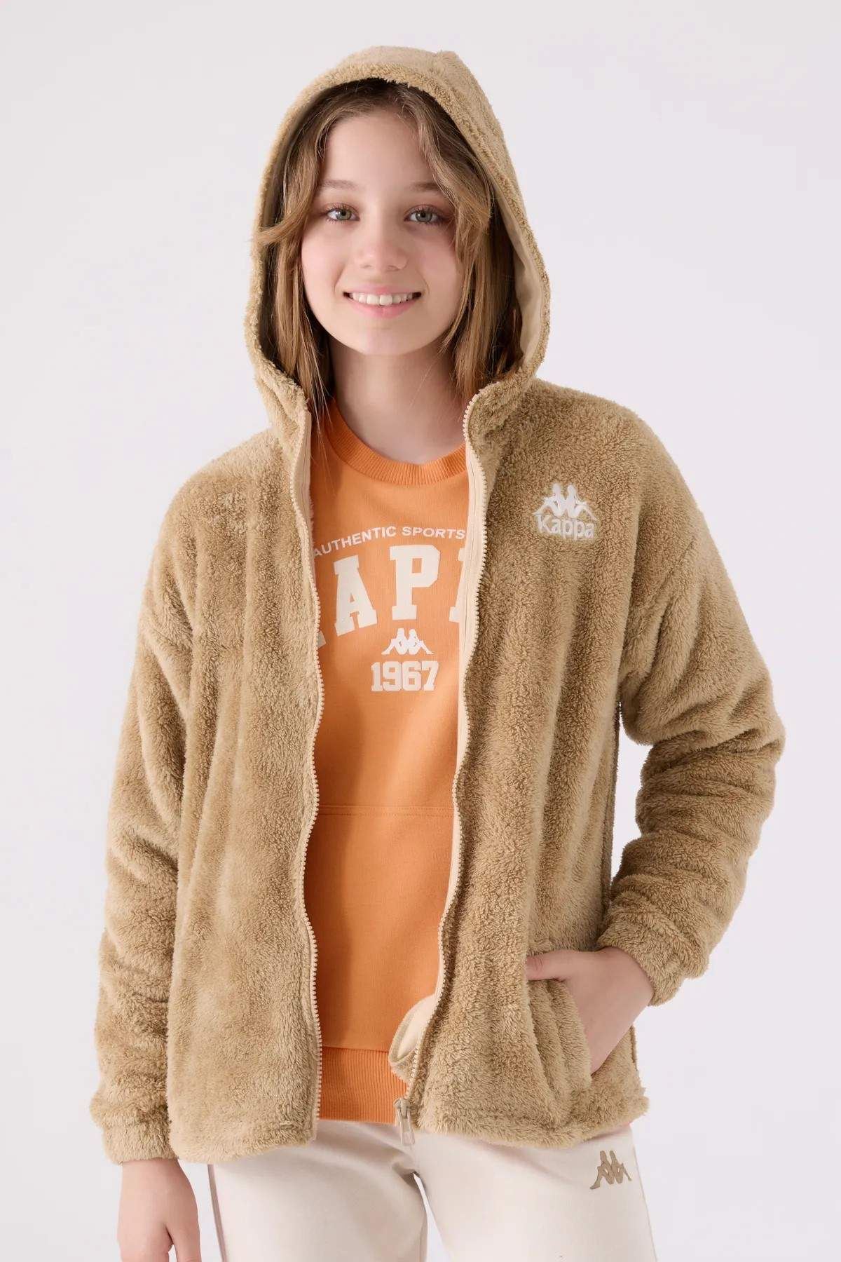 5-16 Yaş Lisanslı KAPPA Kız Çocuk Welsoft Hırka Ceket-Latte