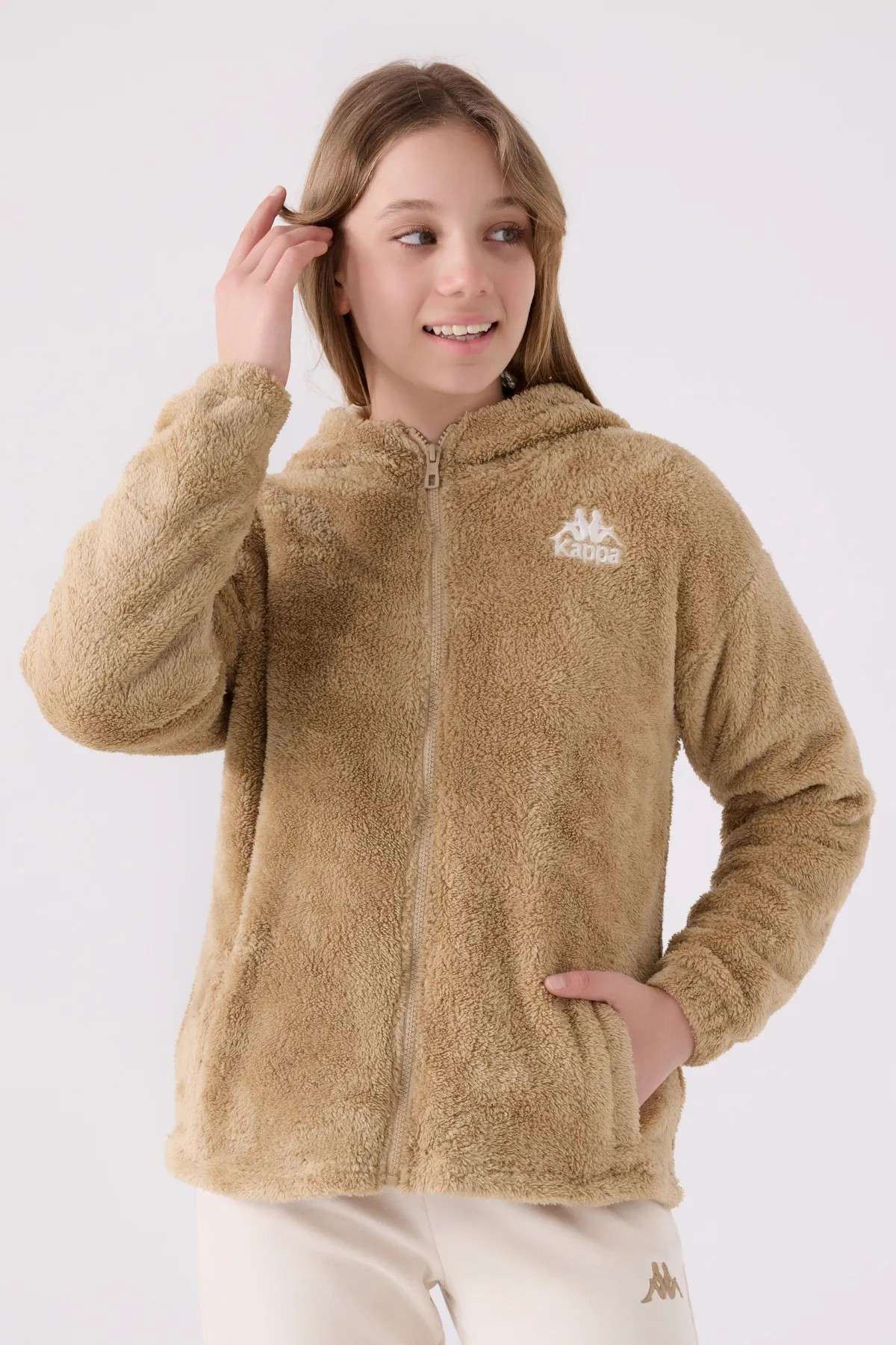 5-16 Yaş Lisanslı KAPPA Kız Çocuk Welsoft Hırka Ceket-Latte