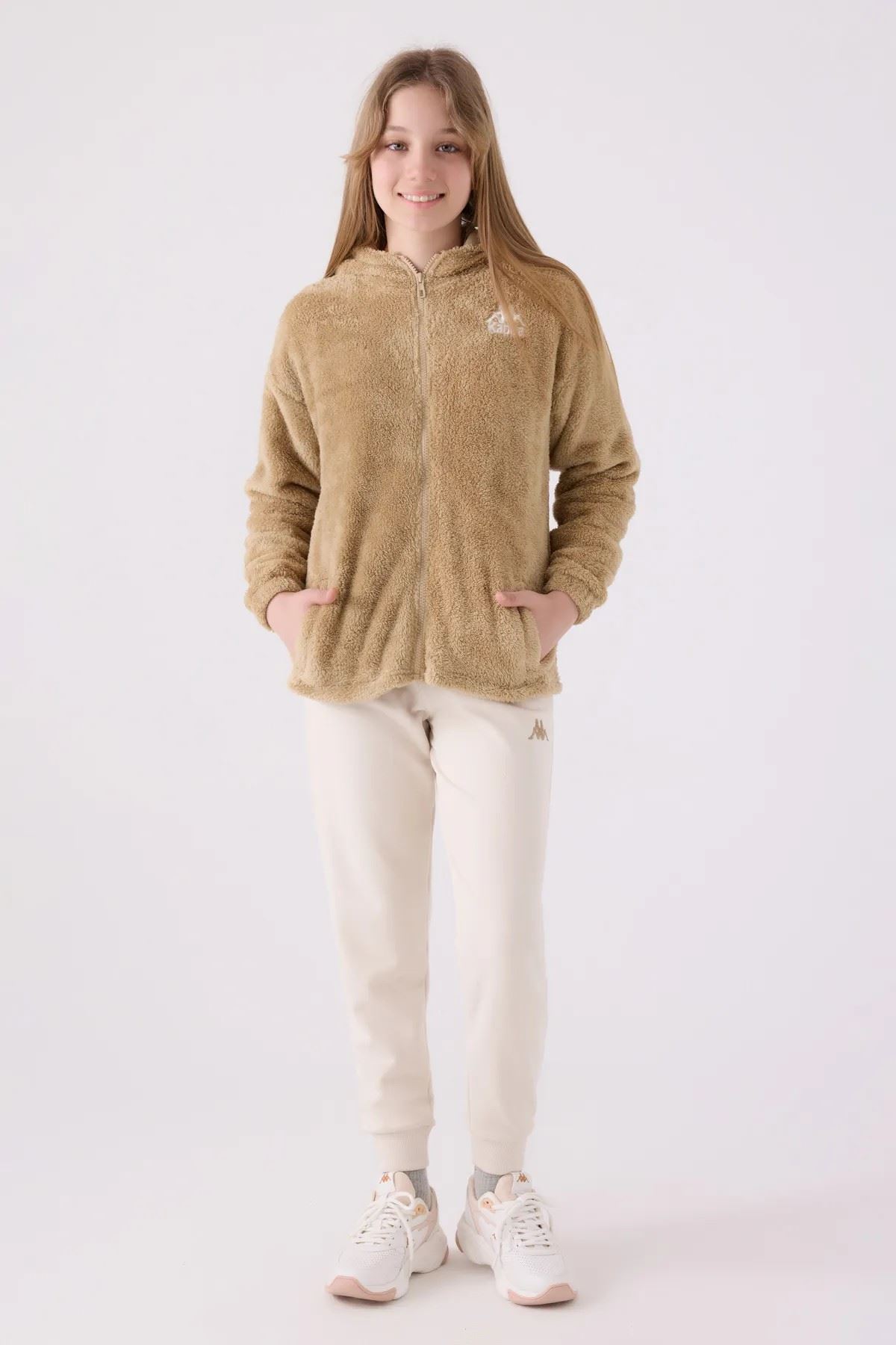 5-16 Yaş KAPPA Kız Çocuk Welsoft Hırka Ceket-Latte