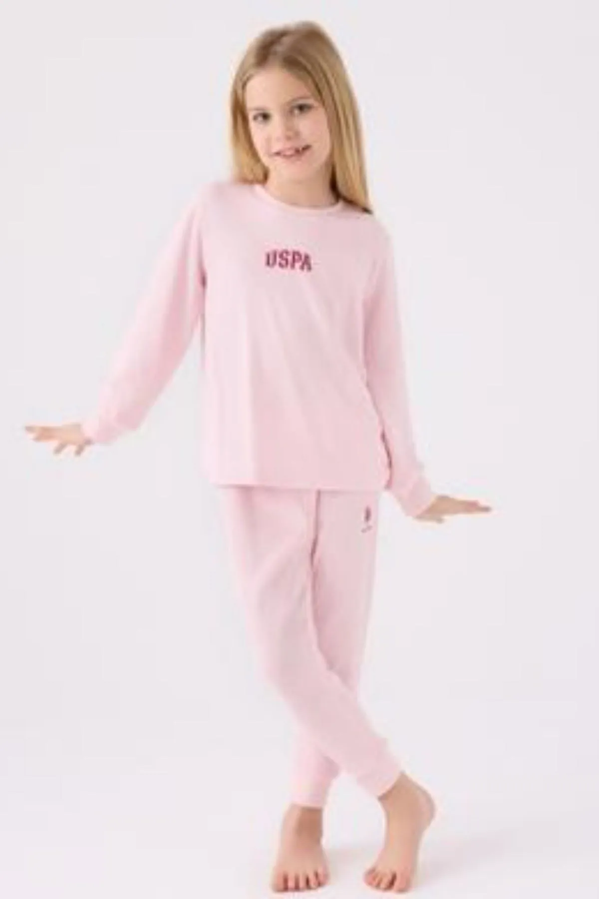 4-15 Yaş Lisanslı Us Polo Assn Kız Çocuk Takım-Pembe
