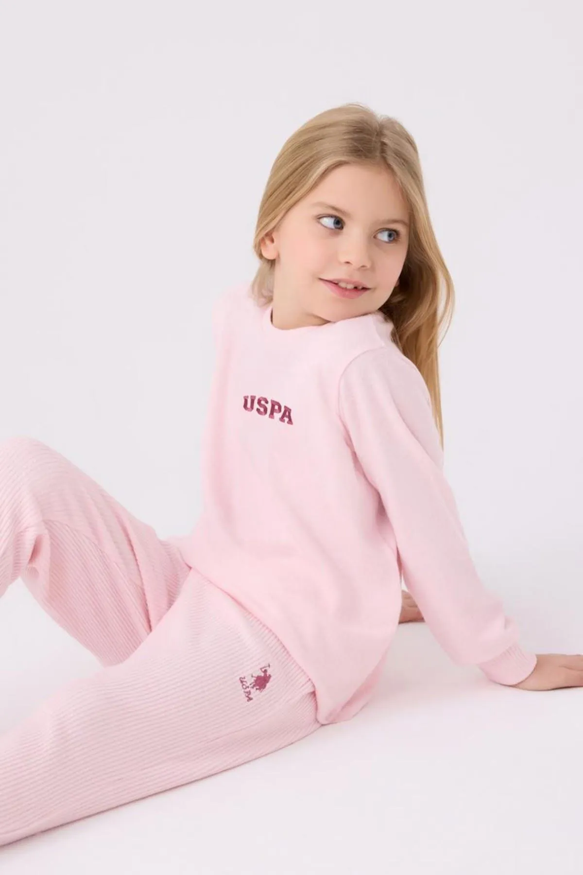 4-15 Yaş Lisanslı Us Polo Assn Kız Çocuk Takım-Pembe