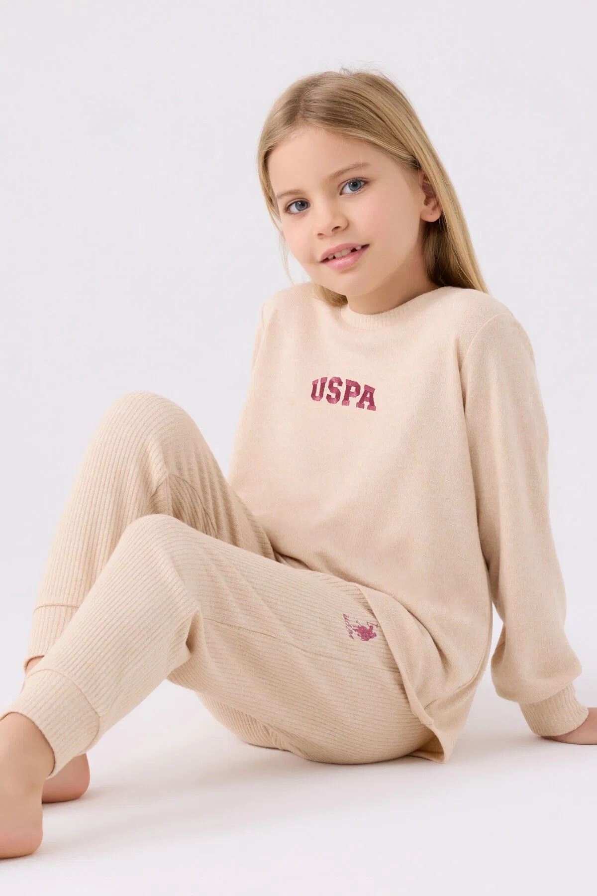 4-15 Yaş Lisanslı Us Polo Assn Kız Çocuk Takım-Kum