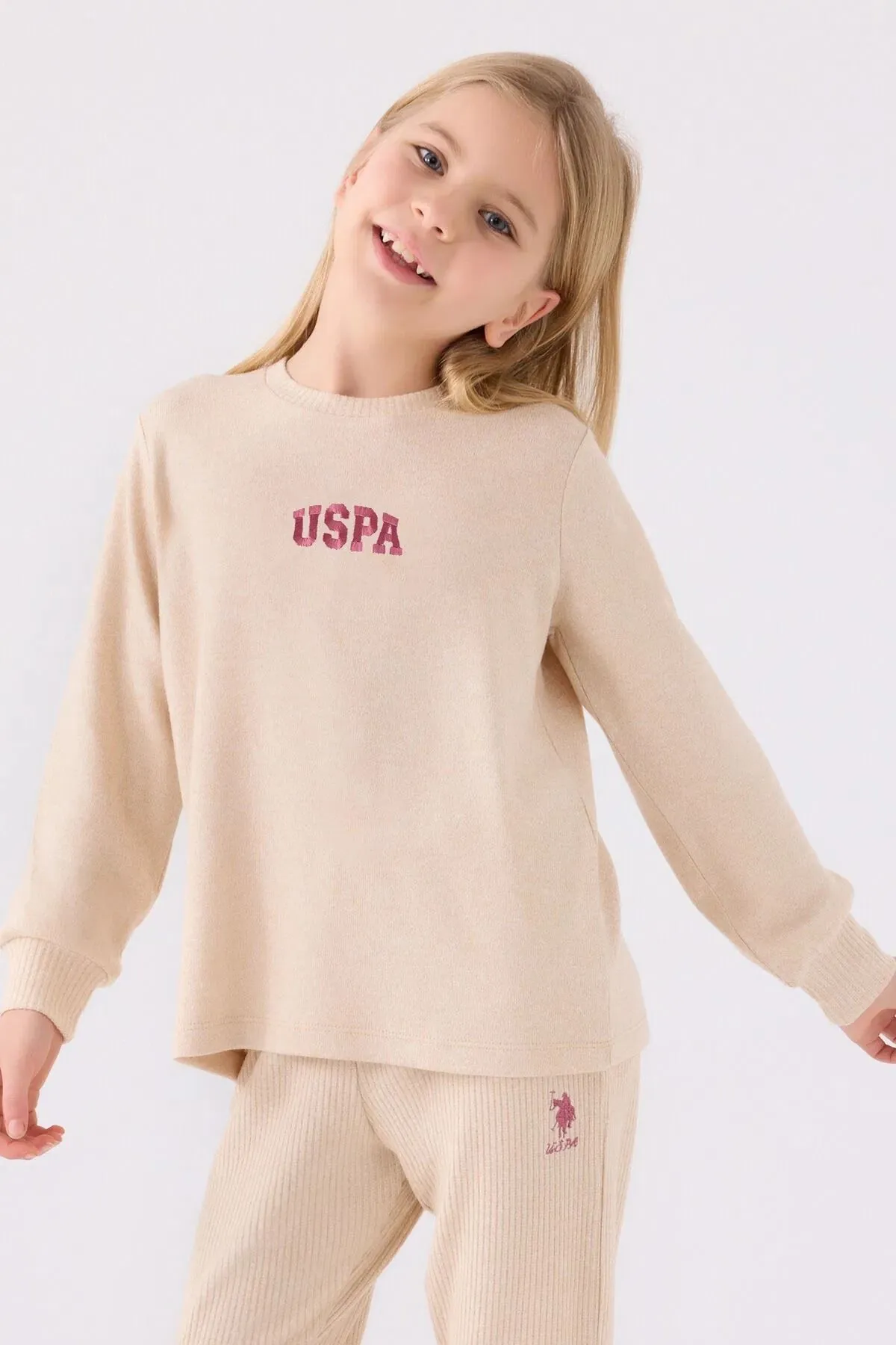 4-15 Yaş Lisanslı Us Polo Assn Kız Çocuk Takım-Kum