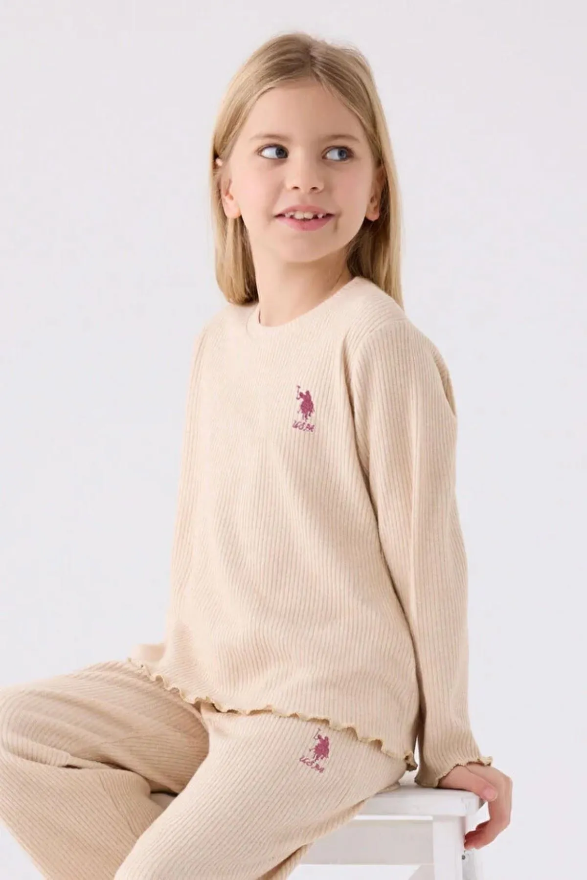 4-15 Yaş Lisanslı Us Polo Assn Kız Çocuk Takım-Kum