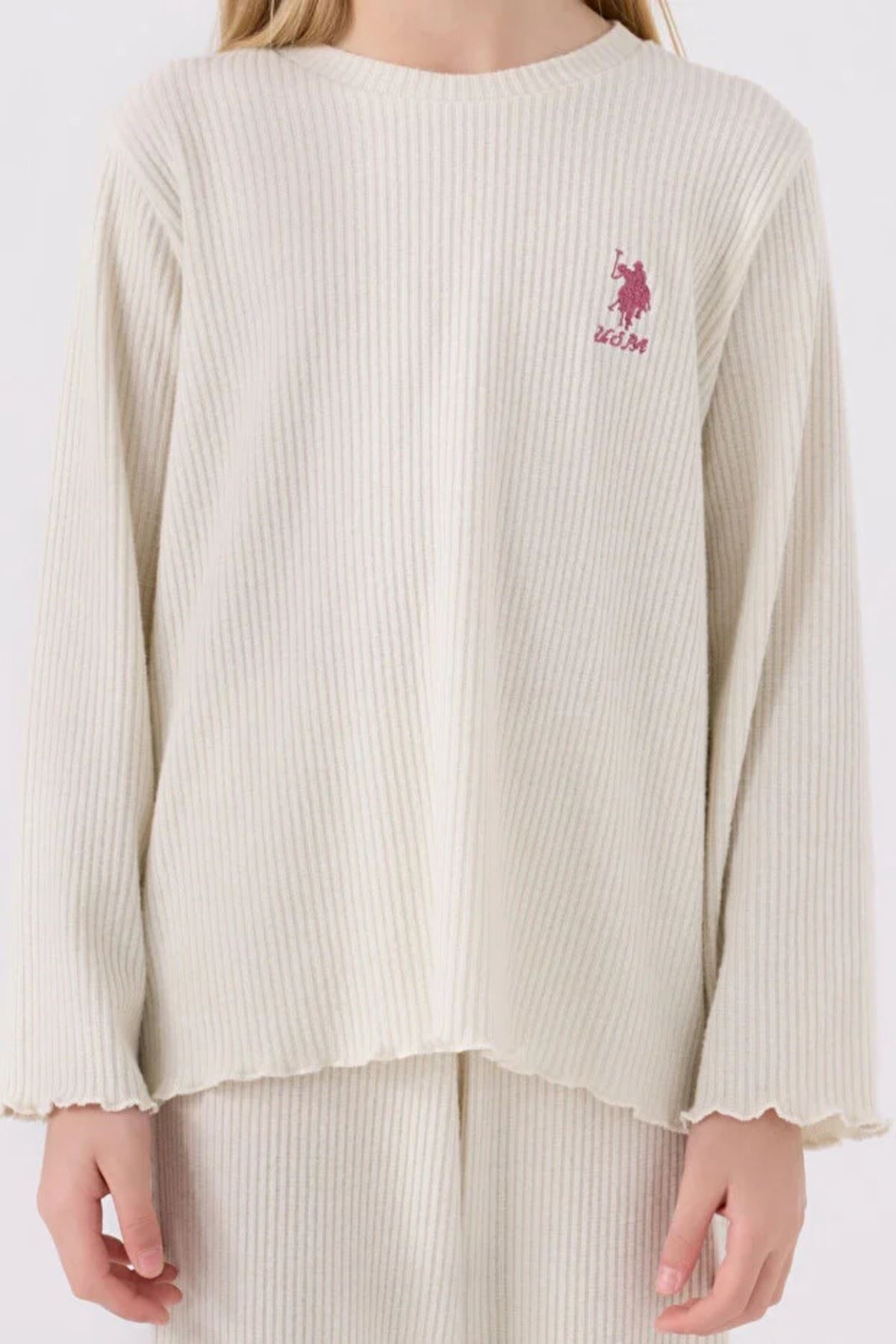 4-15 Yaş Lisanslı Us Polo Assn Kız Çocuk Takım-Krem