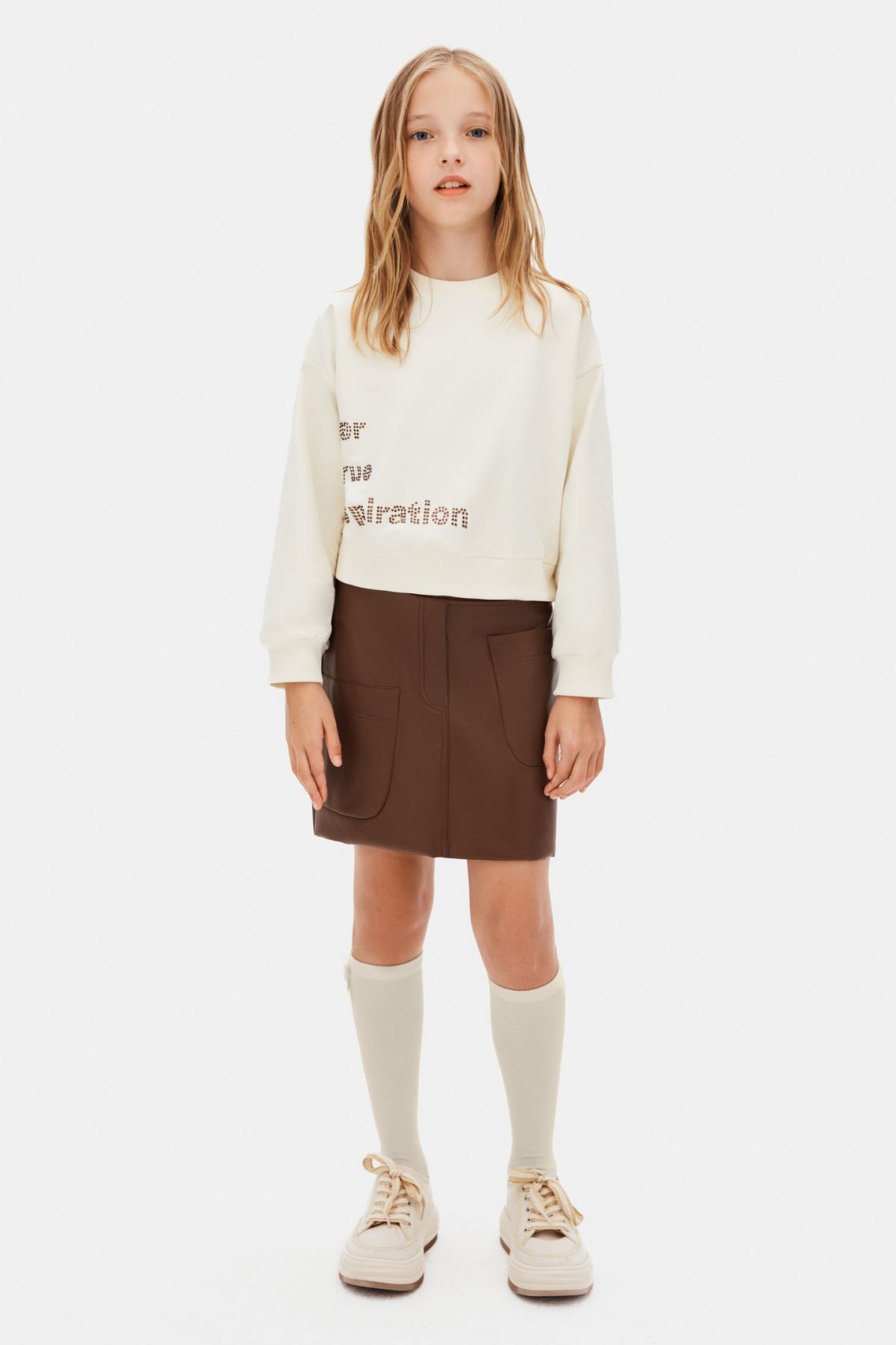 8-14 Yaş Magic Cool Kız Çocuk Etek-Taba