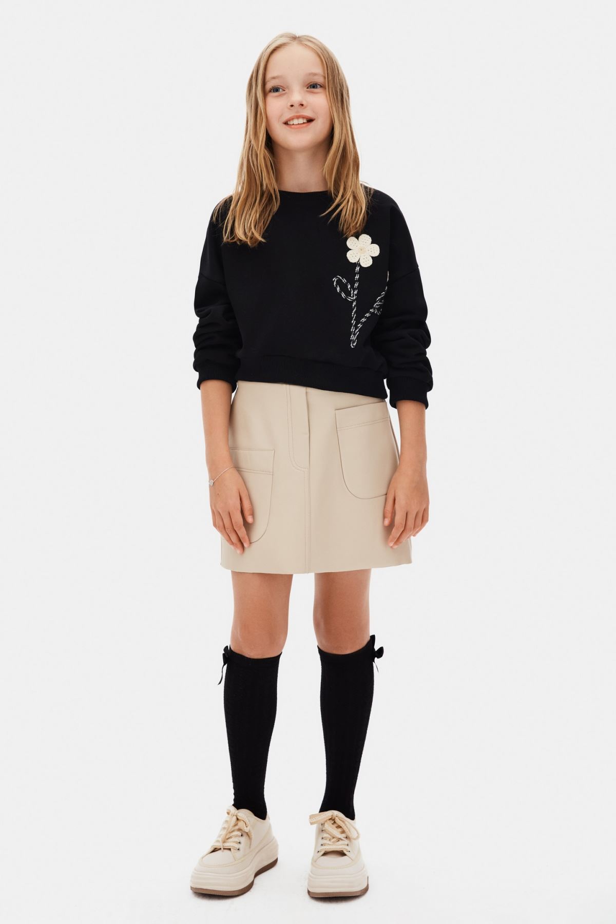 8-14 Yaş Magic Cool Kız Çocuk Etek-Latte