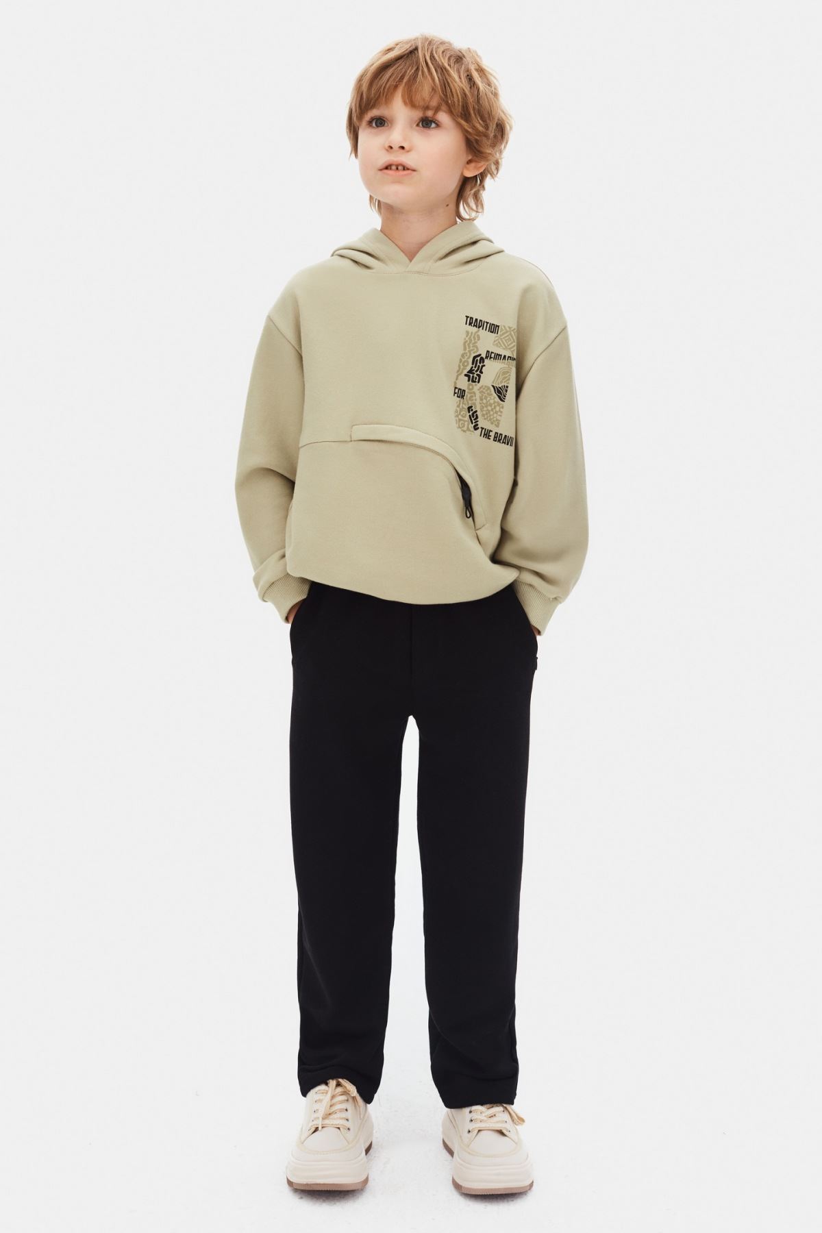 8-14 Yaş Cool Brave New Erkek Çocuk Sweatshırt-Haki