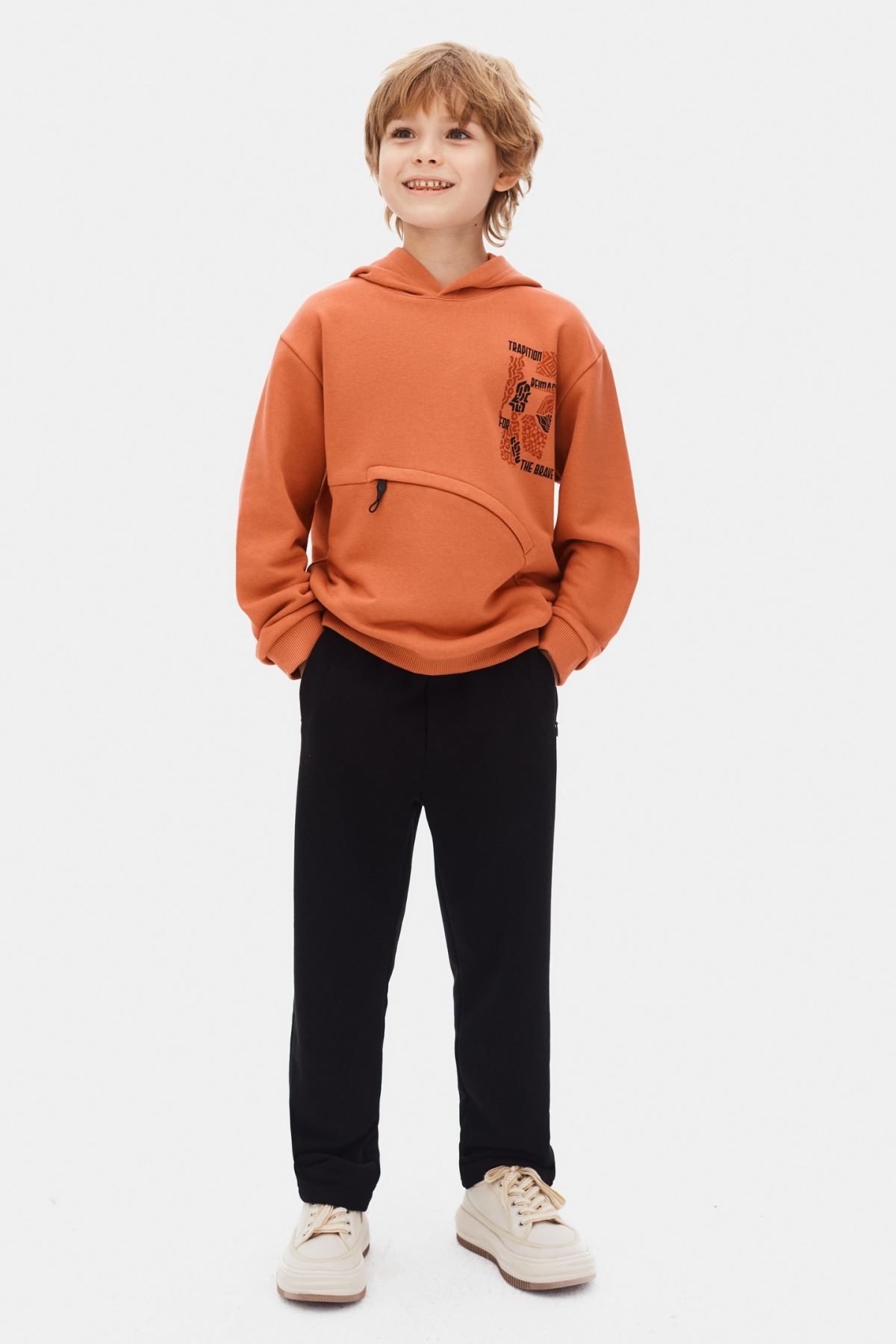 8-14 Yaş Cool Brave New Erkek Çocuk Sweatshırt-Kiremit