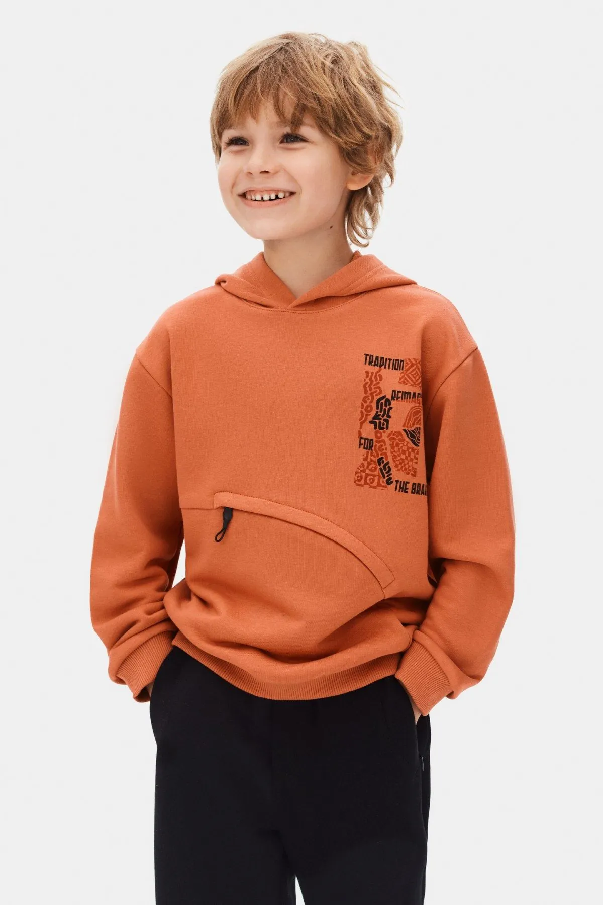 8-14 Yaş Cool Brave New Erkek Çocuk Sweatshırt-Kiremit