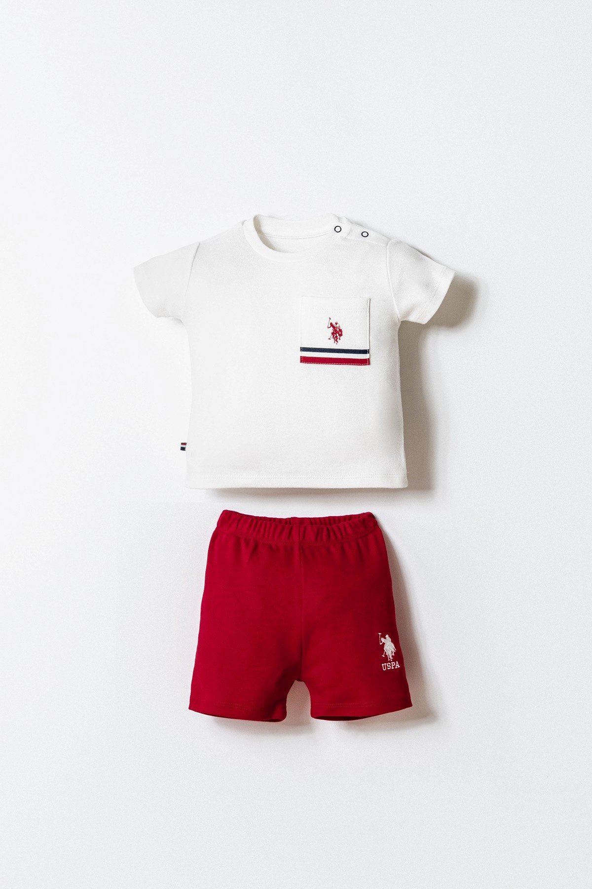 6-36 Ay Lisanslı Us Polo Assn Erkek Bebek Takım-Ekru