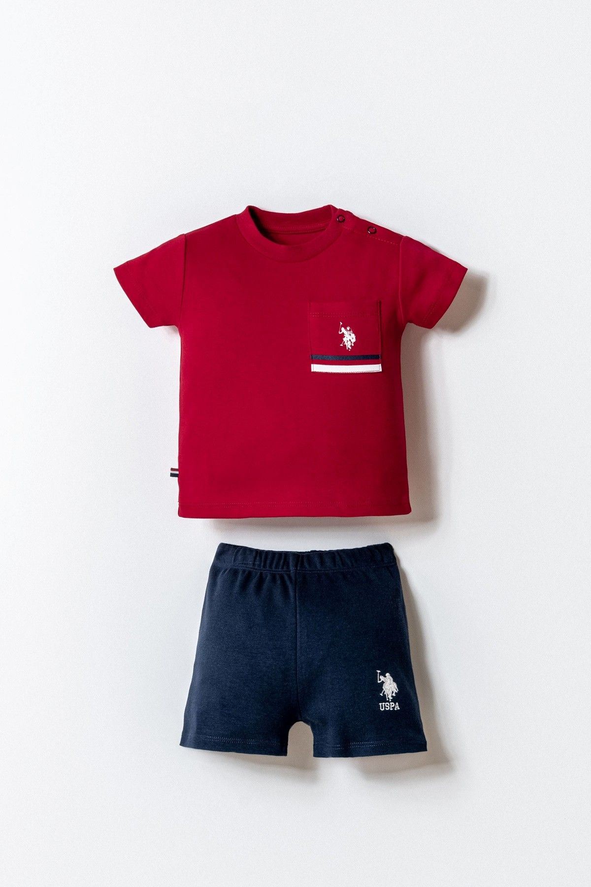 6-36 Ay Lisanslı Us Polo Assn Erkek Bebek Takım-Kırmızı