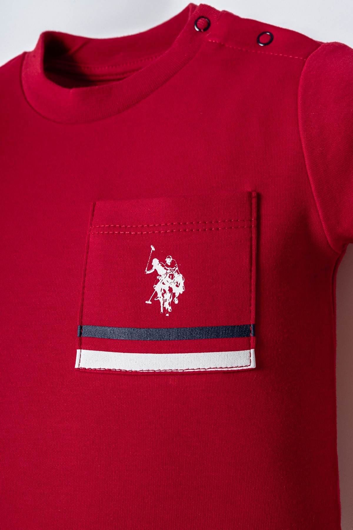 6-36 Ay Lisanslı Us Polo Assn Erkek Bebek Takım-Kırmızı